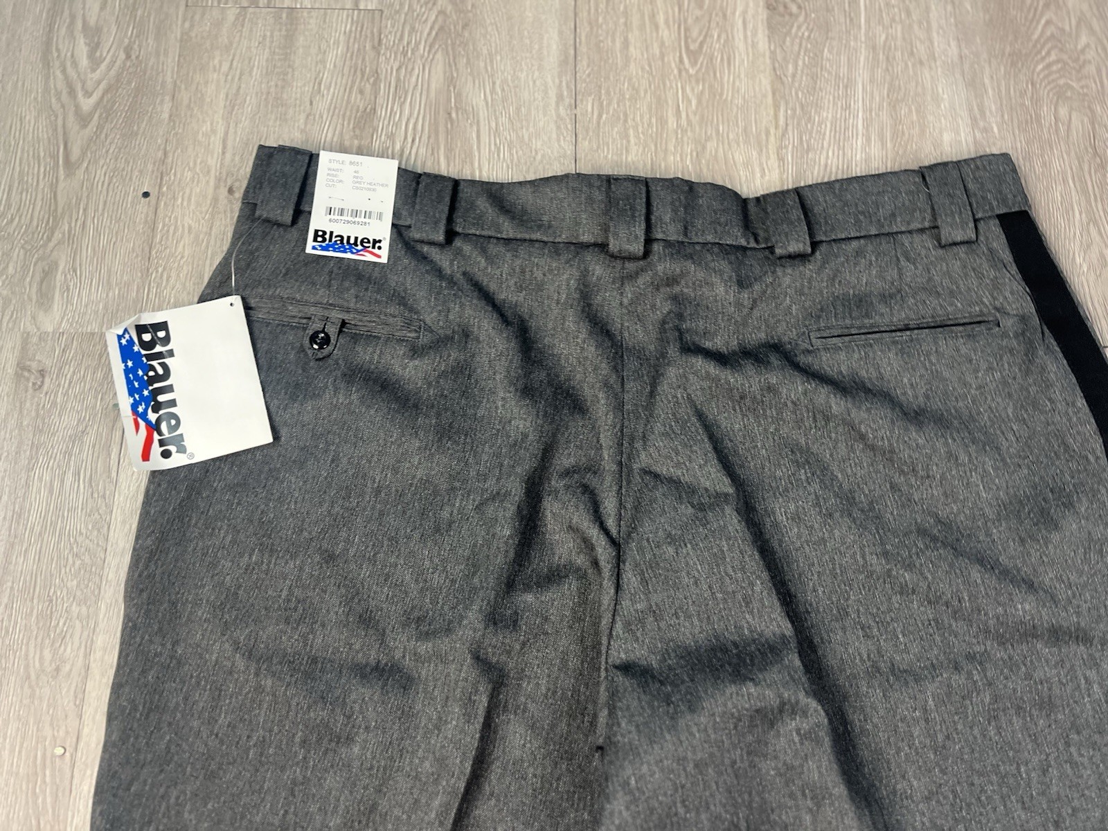 New Blauer Lonestar 8651 Serge Trouser Size 46 Reg Gray Heath Black Stripe New