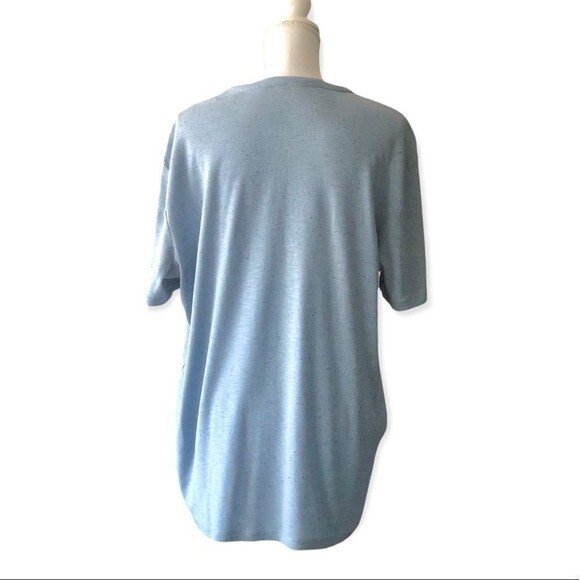 T&B Blue Cotton Polyester Blend Button Front Short Sleeve Relaxed Fit Mens Tee L