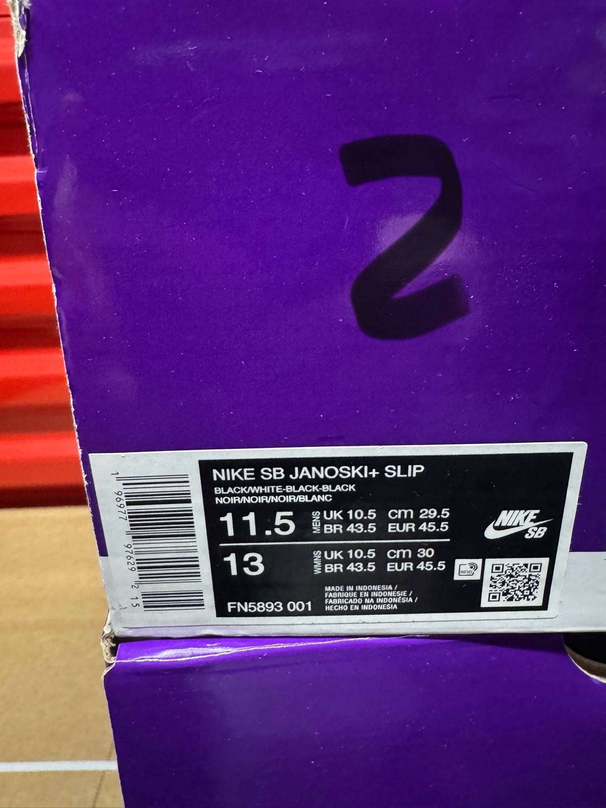 Men’s Size 11.5 – Nike SB Zoom Janoski+ Slip ‘Black White’ FN5893-001