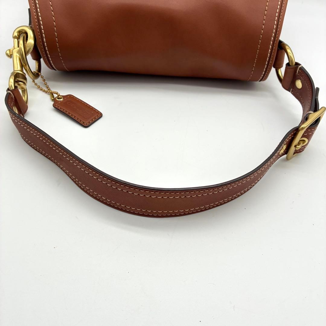 COACH Legacy One Shoulder Bag Brown Leather Turn Lock Pre-Owned Used 33x24x9 cm
