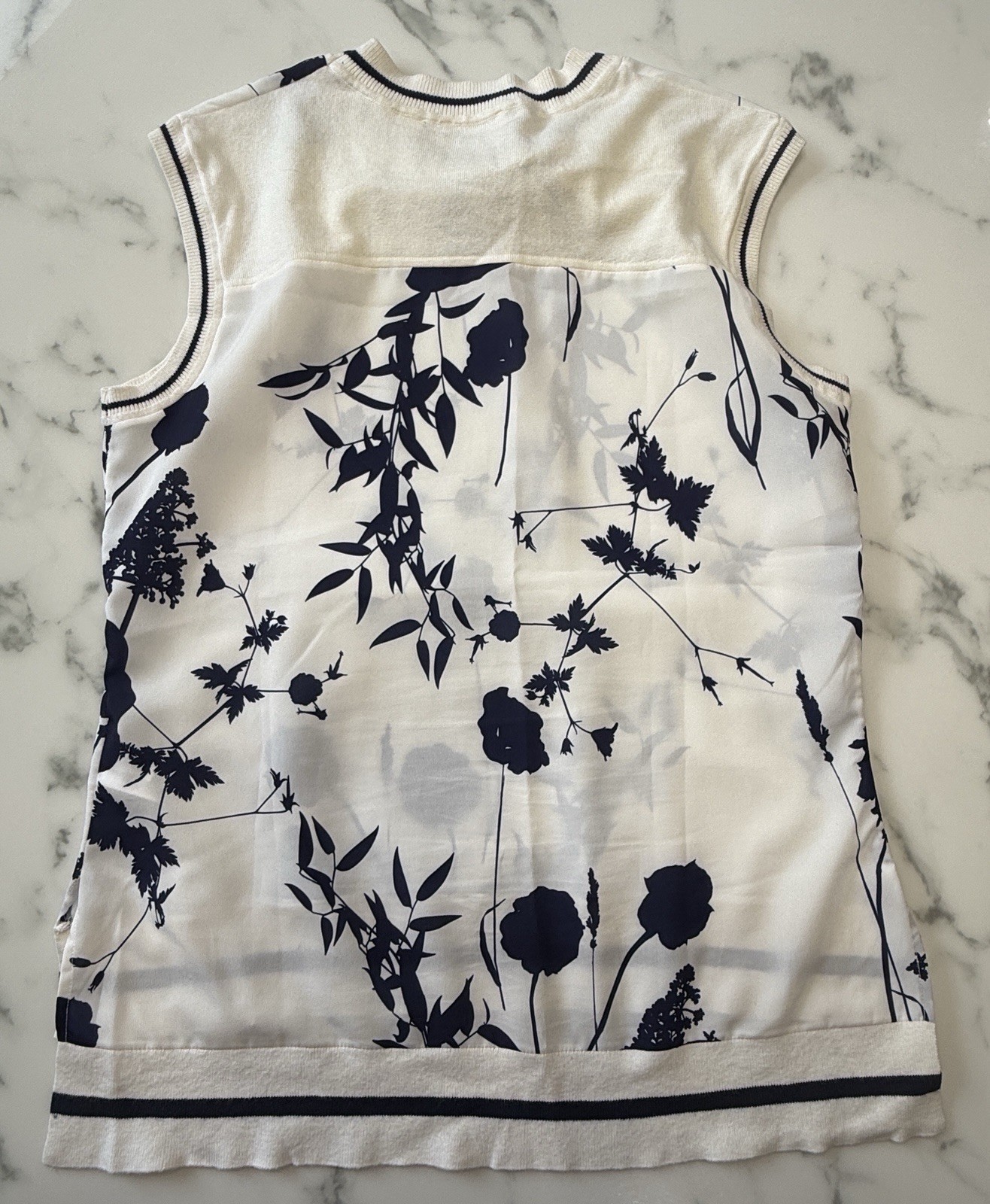 Ted Baker London Women’s Blouse Size 1 Us 4 Cream Navy Floral Crew Neck Pullover