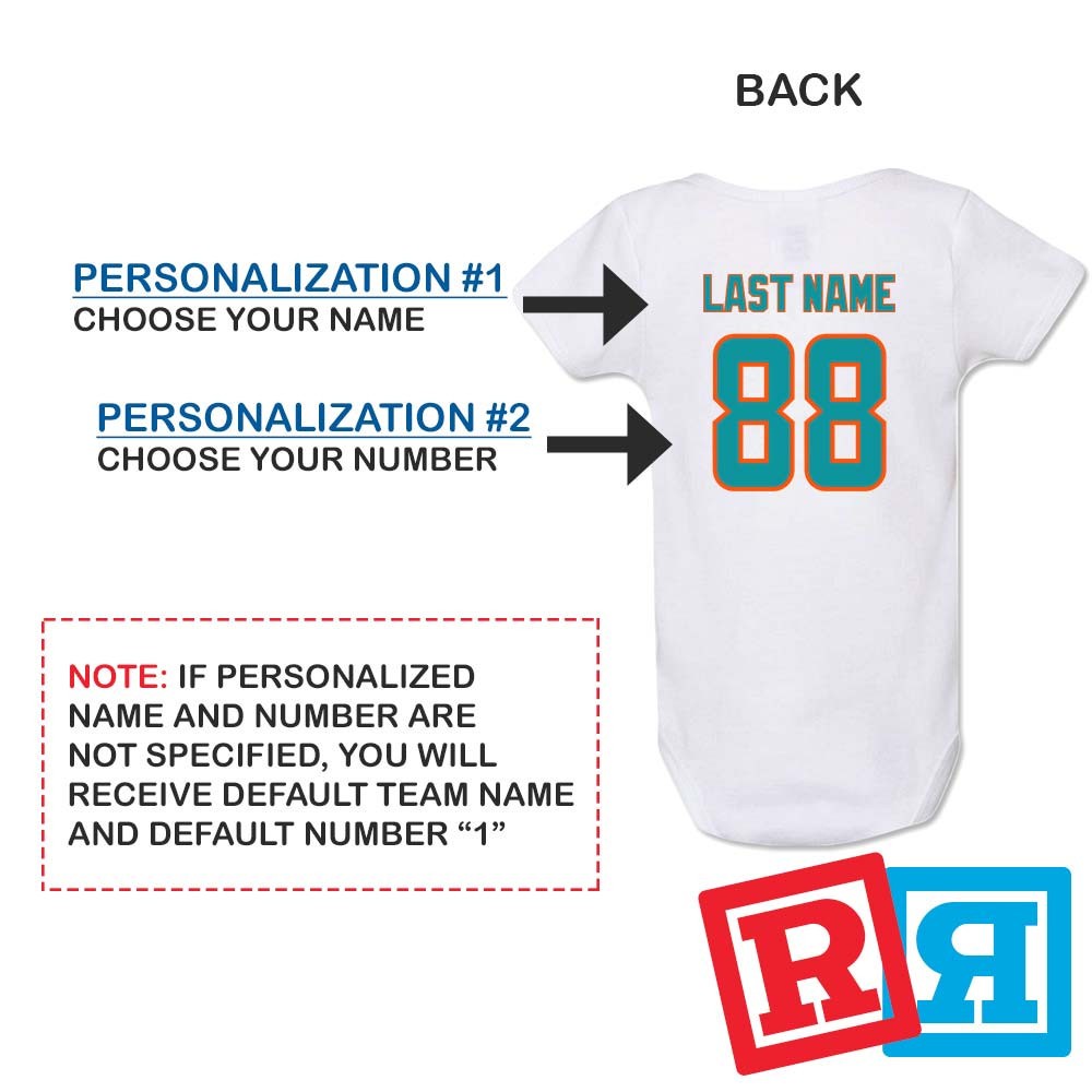 Personalized Miami Dolphins Gerber Baby Onesie® Cotton Custom Football Bodysuit