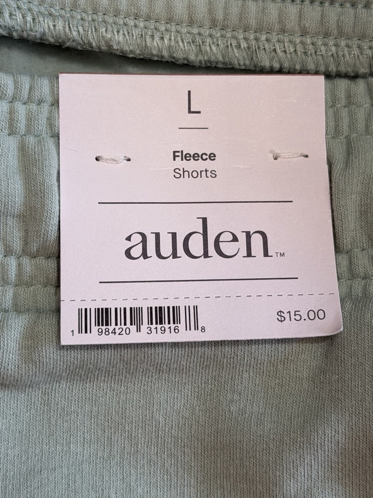 Auden Women Mid-Rise Fleece Drawstring Light Green Shorts Size L NWT