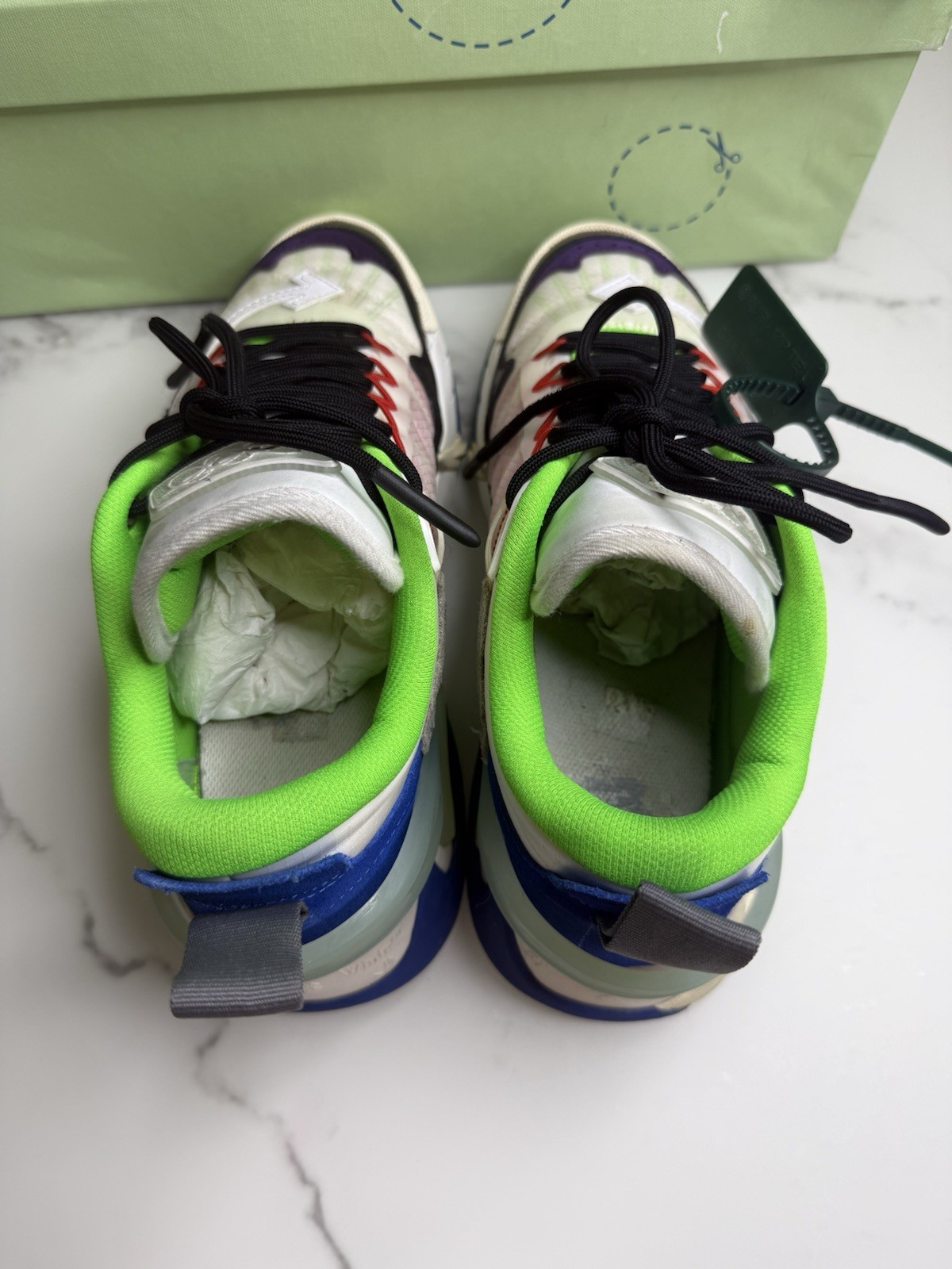 Off-White Odsy-2000 Men’s Low Top Lace-Up Athletic Sneakers White/Black/Blue