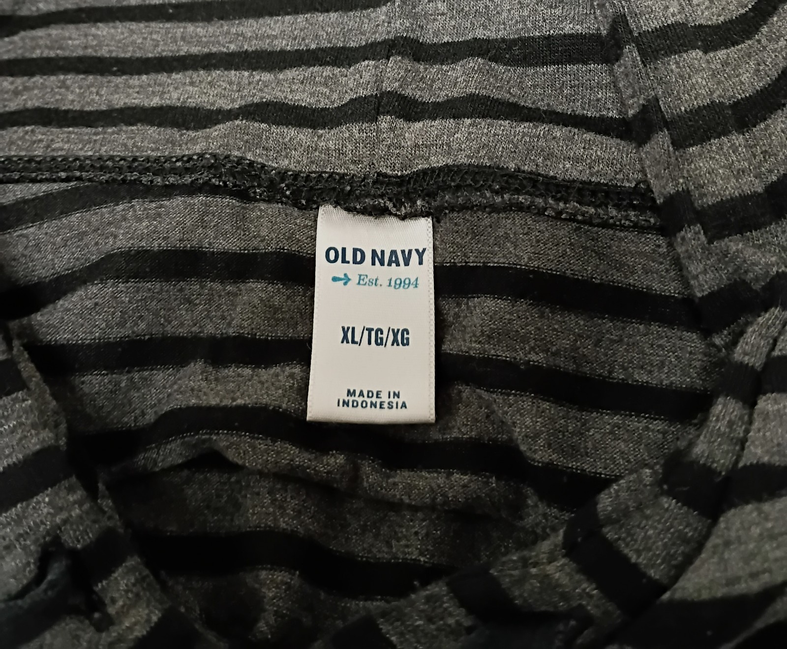 Old Navy Black & Gray Striped Pullover Lightweight Hoodie Women’s Size XL