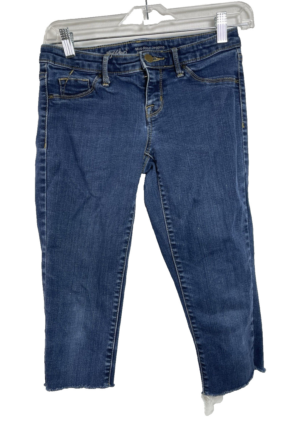 Mossimo Dark Wash Mid Rise Power Stretch Jeggings Skinny Jean Capris Sz 2/26 R