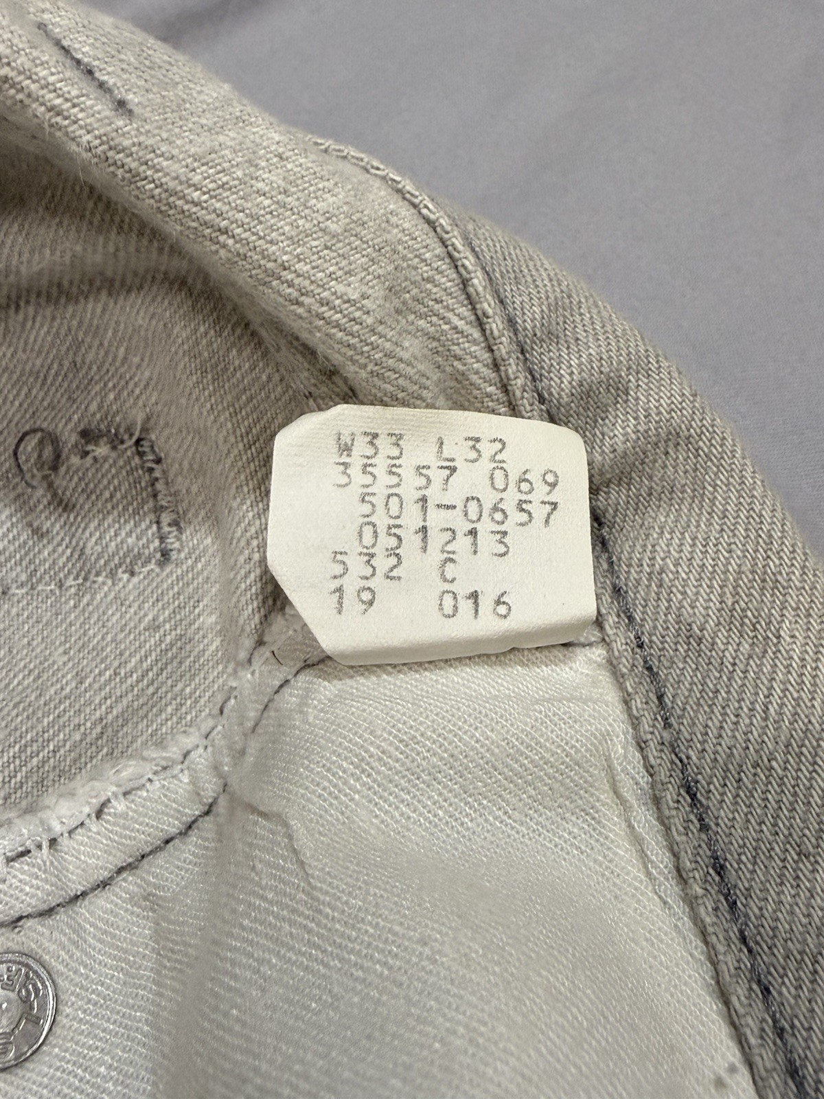 Levi’s 501 XX Mens Gray Light Wash Denim Straight Fit 32×30 Made in USA
