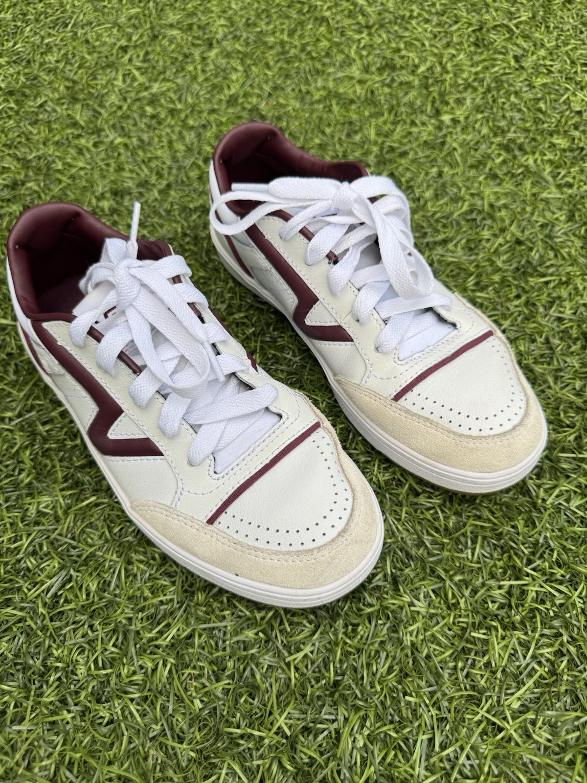 Vans Lowland CC Serio White Burgundy Gum Shoes Men 5 Women 6.5