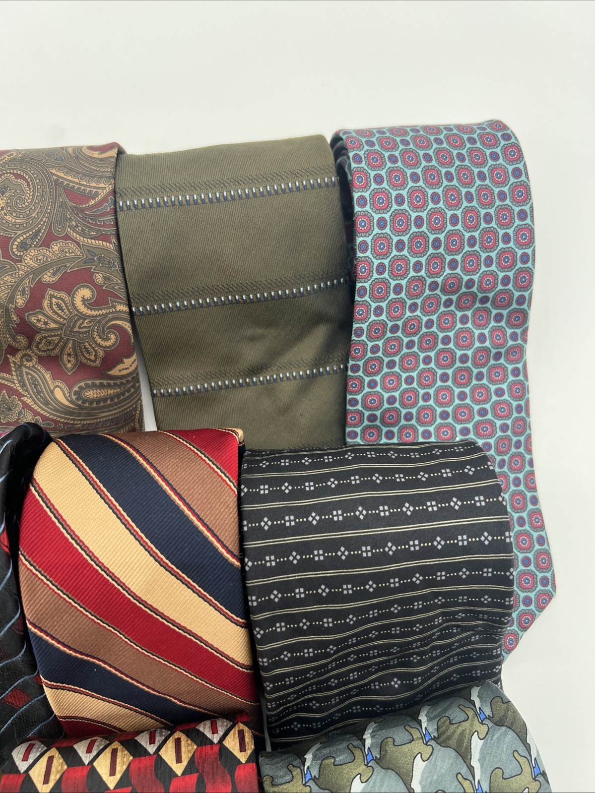 Lot of 20 100% Silk Ties Various Brands/ Colors/ Prints All Wearable Or Crafts