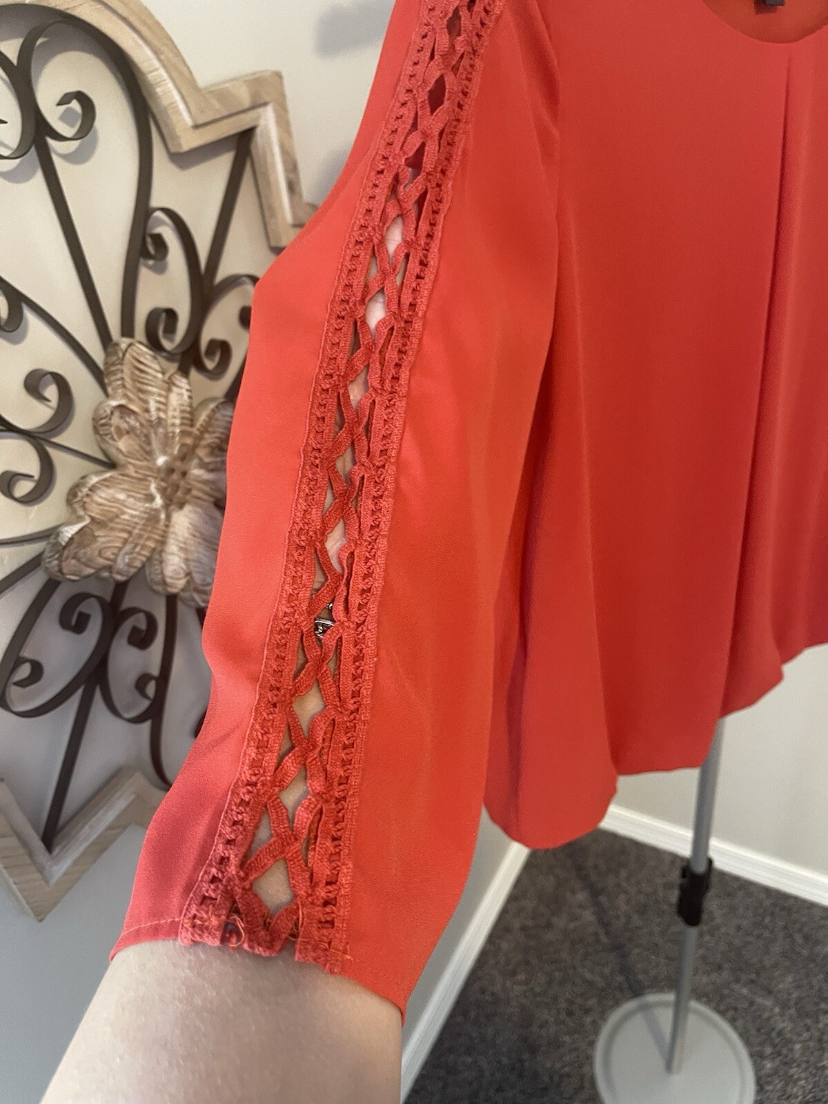 Alyx Women’s Top Sz M Orange Split Sleeve Elastic Waist