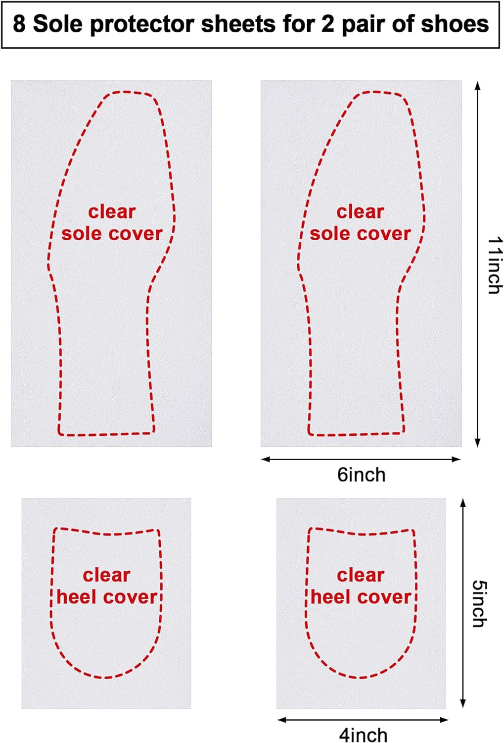 8 Pieces Clear Sole anti Slip Protector Self-Stick Pads Shoe Bottom Cover Remova