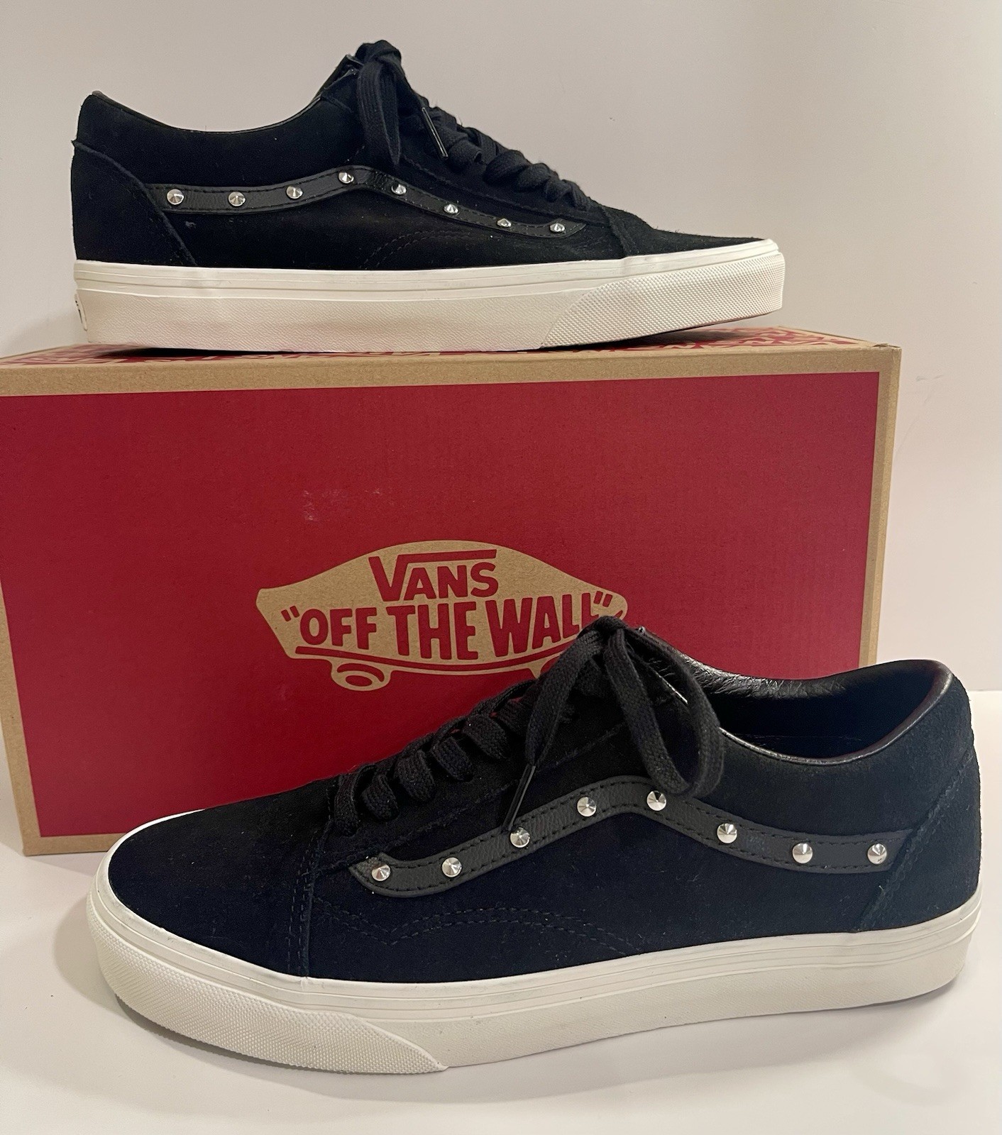 VANS Off The Wall Old Skool Spikes Black Studded Skate Shoes Men 8.5 Women 10
