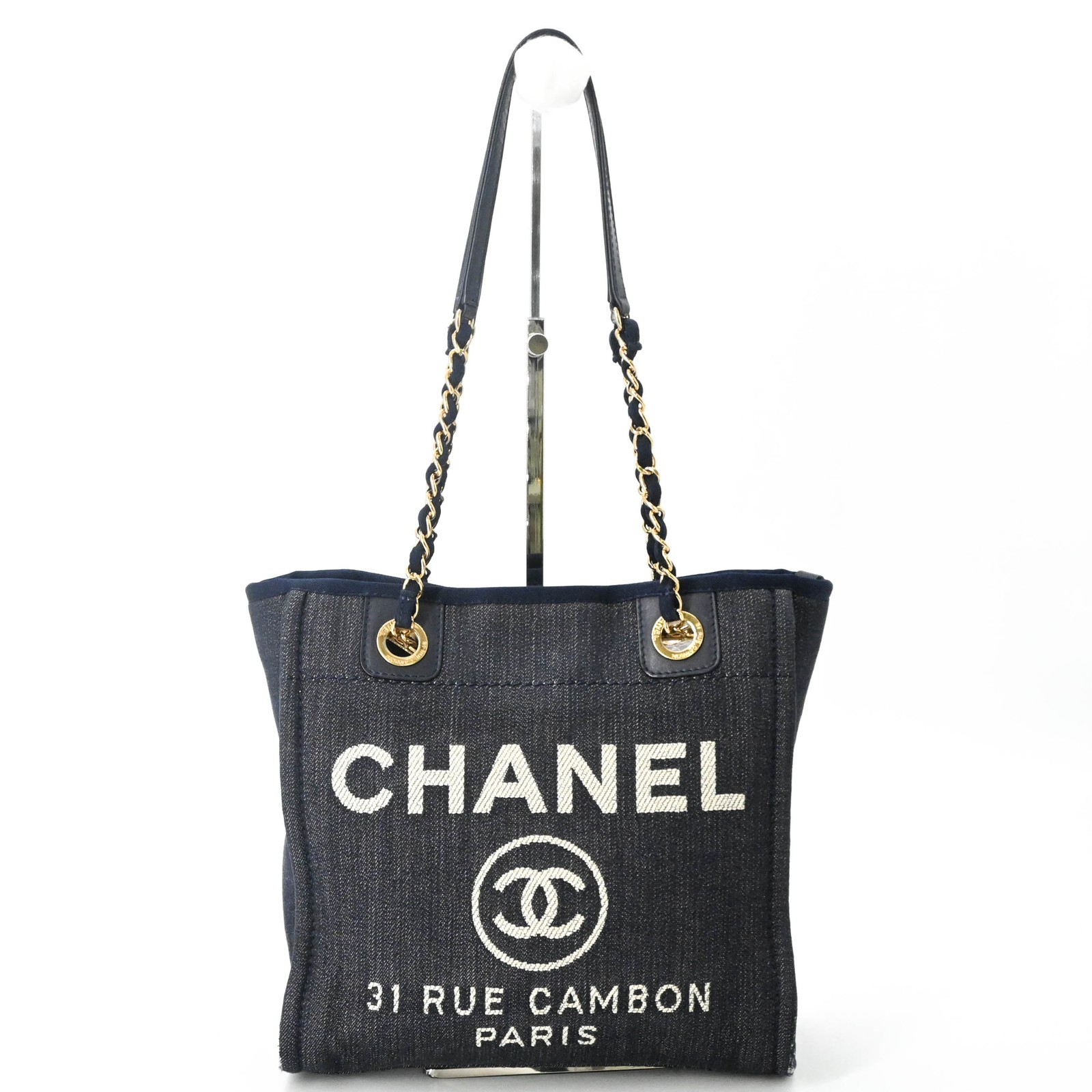 Chanel Deauville PM Tote Bag Chain Navy e Seal r0_0531