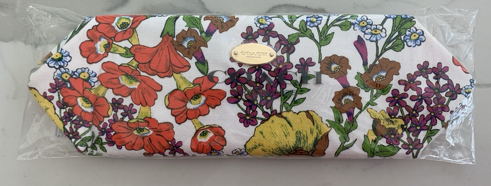 COACH Fragrance Pouch white floral toiletry cosmetic travel Bag flower design