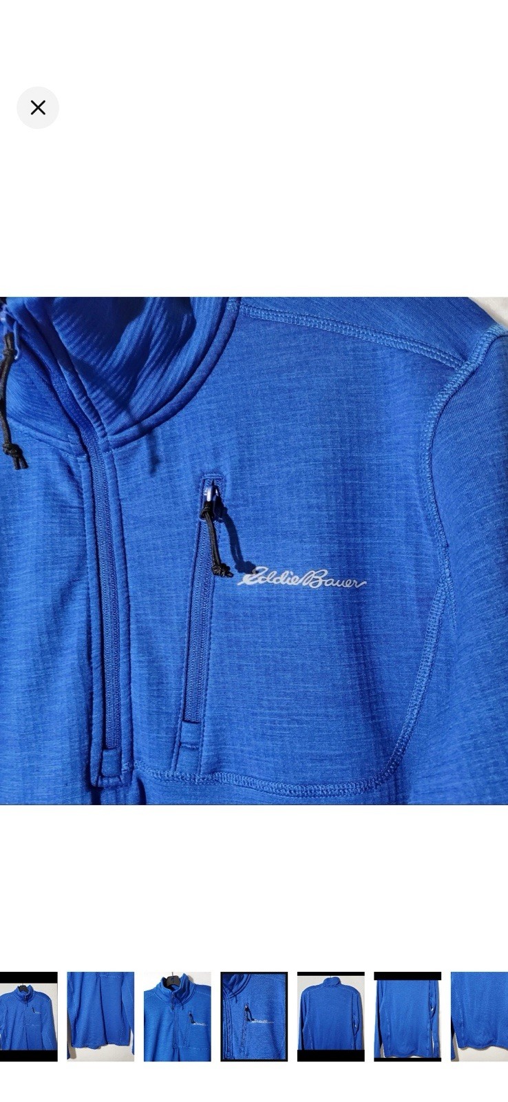 Eddie Bauer Men’s XL Blue 1/4 Zip Fleece Pullover Mock Neck w/ Pockets