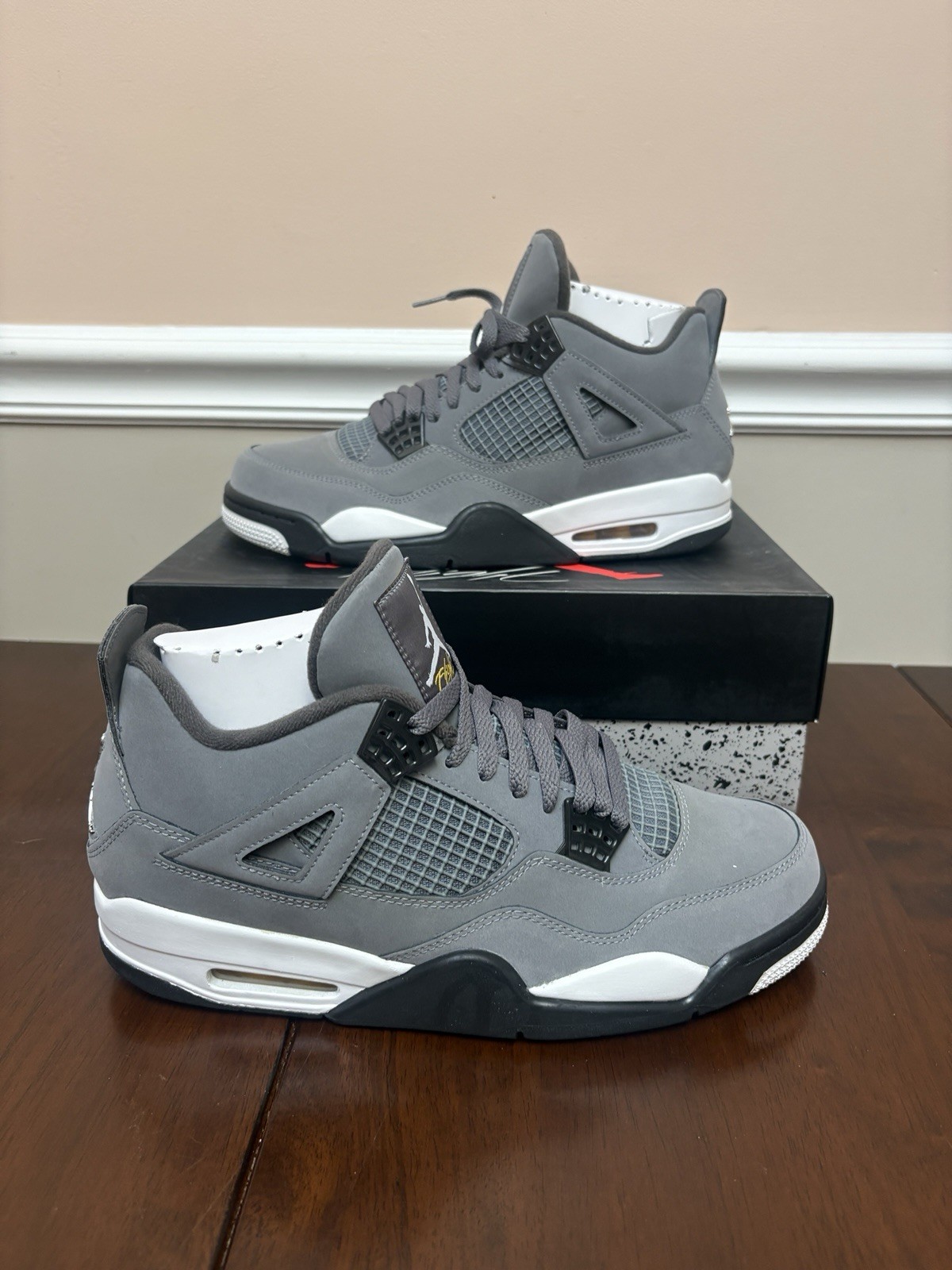 AIR JORDAN 4 RETRO COOL GREY Sz 10 308497-007 CHROME DARK CHARCOAL AJ4