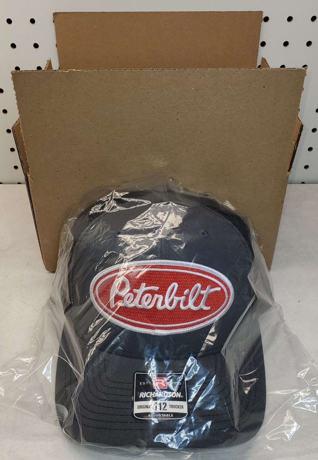 Peterbilt Red Patch on Richardson 112 Trucker Hat Snapback Charcoal/Black