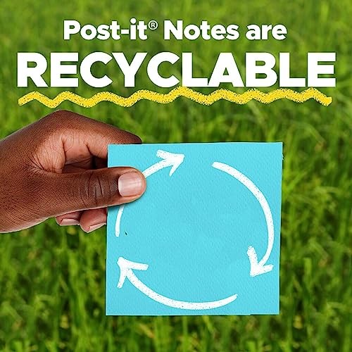 Post-it Super Sticky Notes, 3×3 in, 3 Pads, 2x the Sticking Power, Bright Color