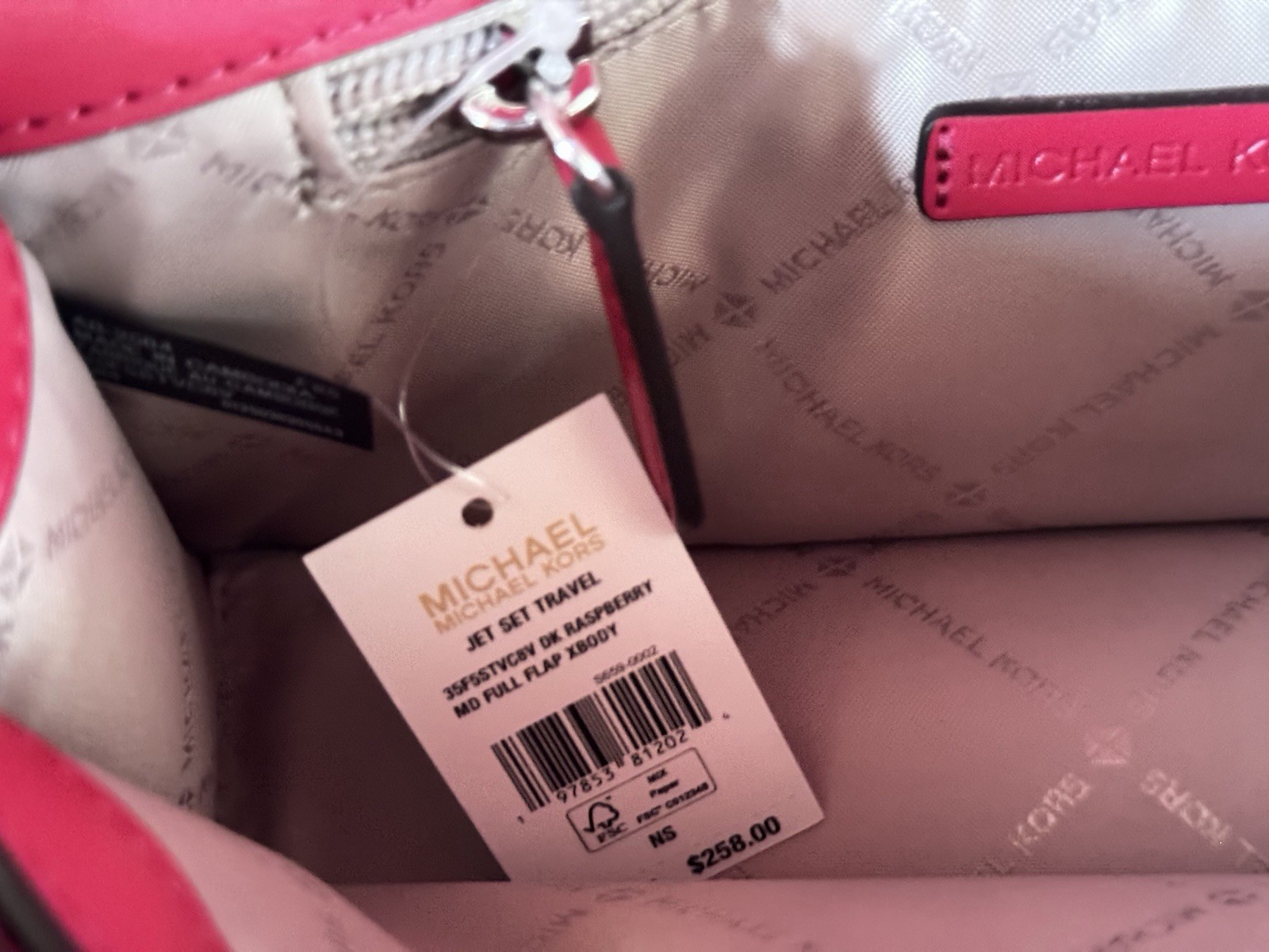 Michael Kors Jet Set Travel Medium Flap Shoulder Crossbody Bag MK Dark Raspberry