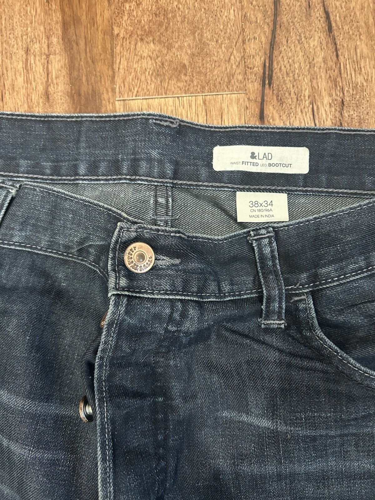 H&M Men’s Bootcut Jeans Fitted Dark Wash Blue Denim Cotton 5-Pocket
