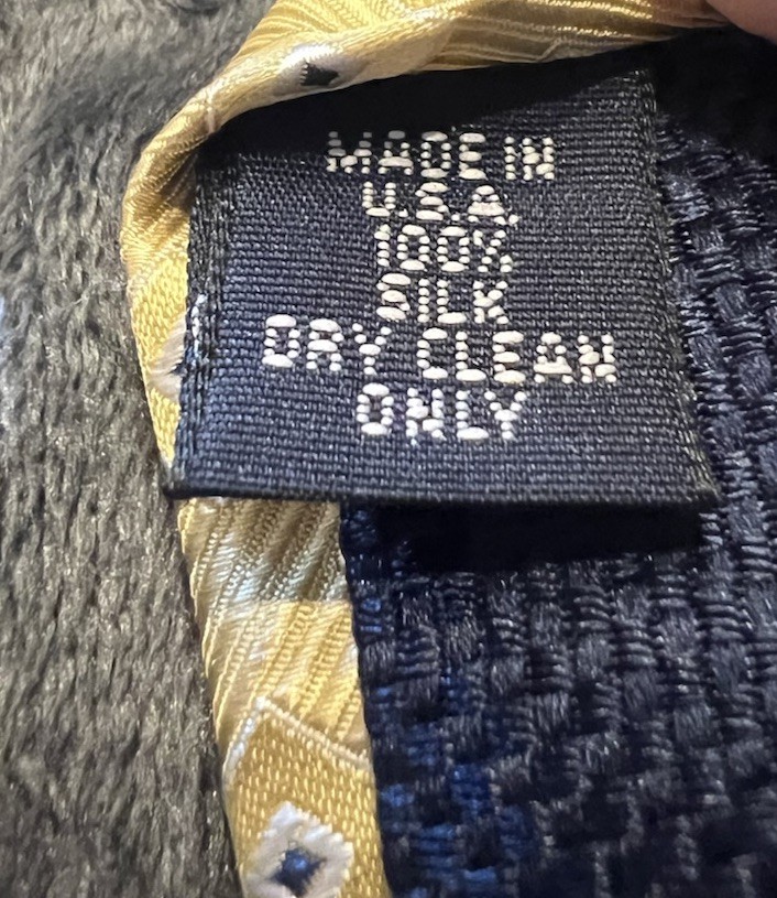 DANIEL CREMIEUX MADE IN U.S.A. Yellow with Blue Dots Tie Handmade 100% Silk