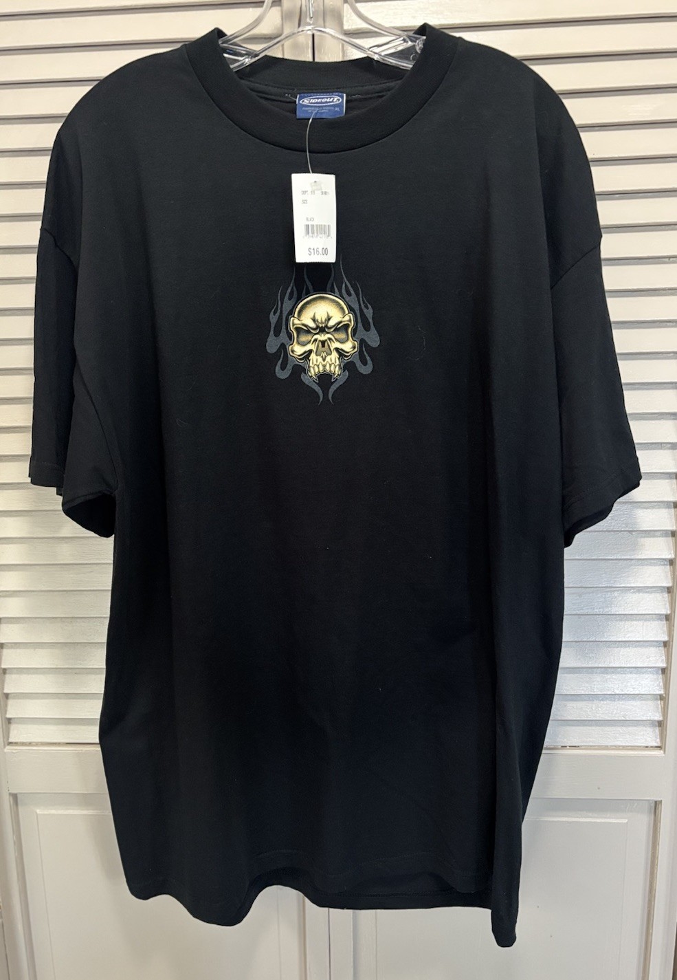 Sideout NWT Skeleton Flames Graphic Print Short Sleeve T-Shirt Size XL Dragon
