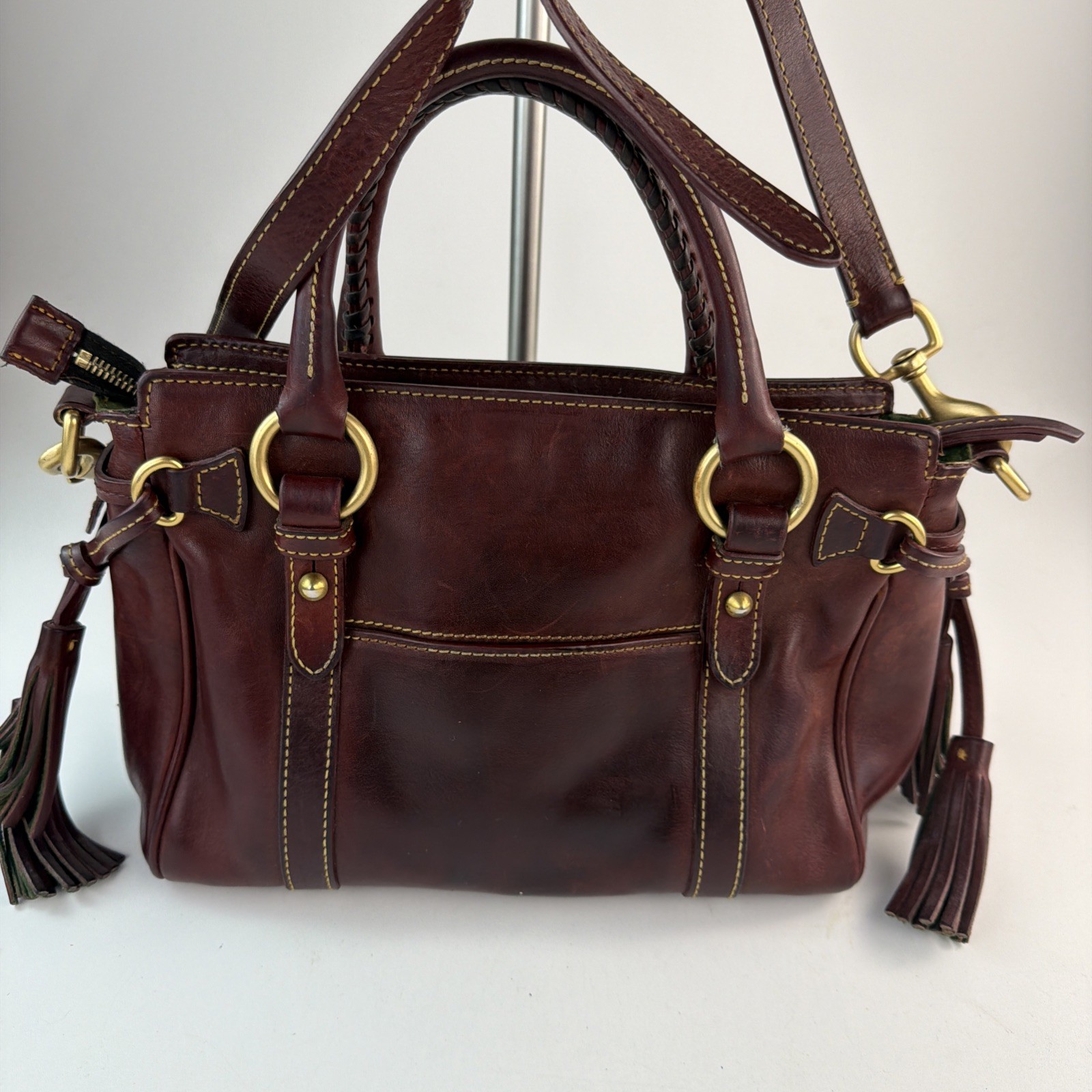 Dooney Bourke Dark Brown FLORENTINE Italian Leather Medium Size Satchel Purse