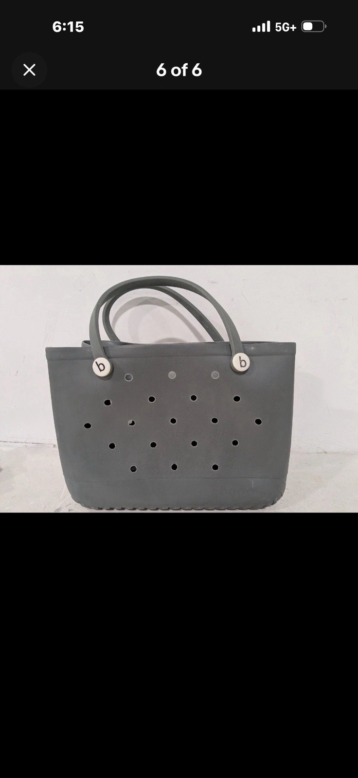 Authentic Small Bogg Bag Gray Waterproof Washable EVA Beach Pool Tote