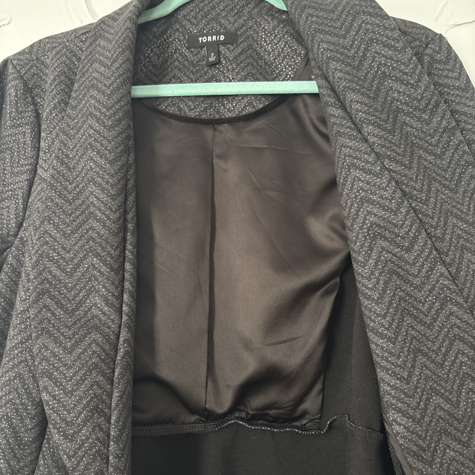 Torrid Studio Uptown Premium Ponte Black Chevron Stretch Peplum Blazer sz 2X 18/