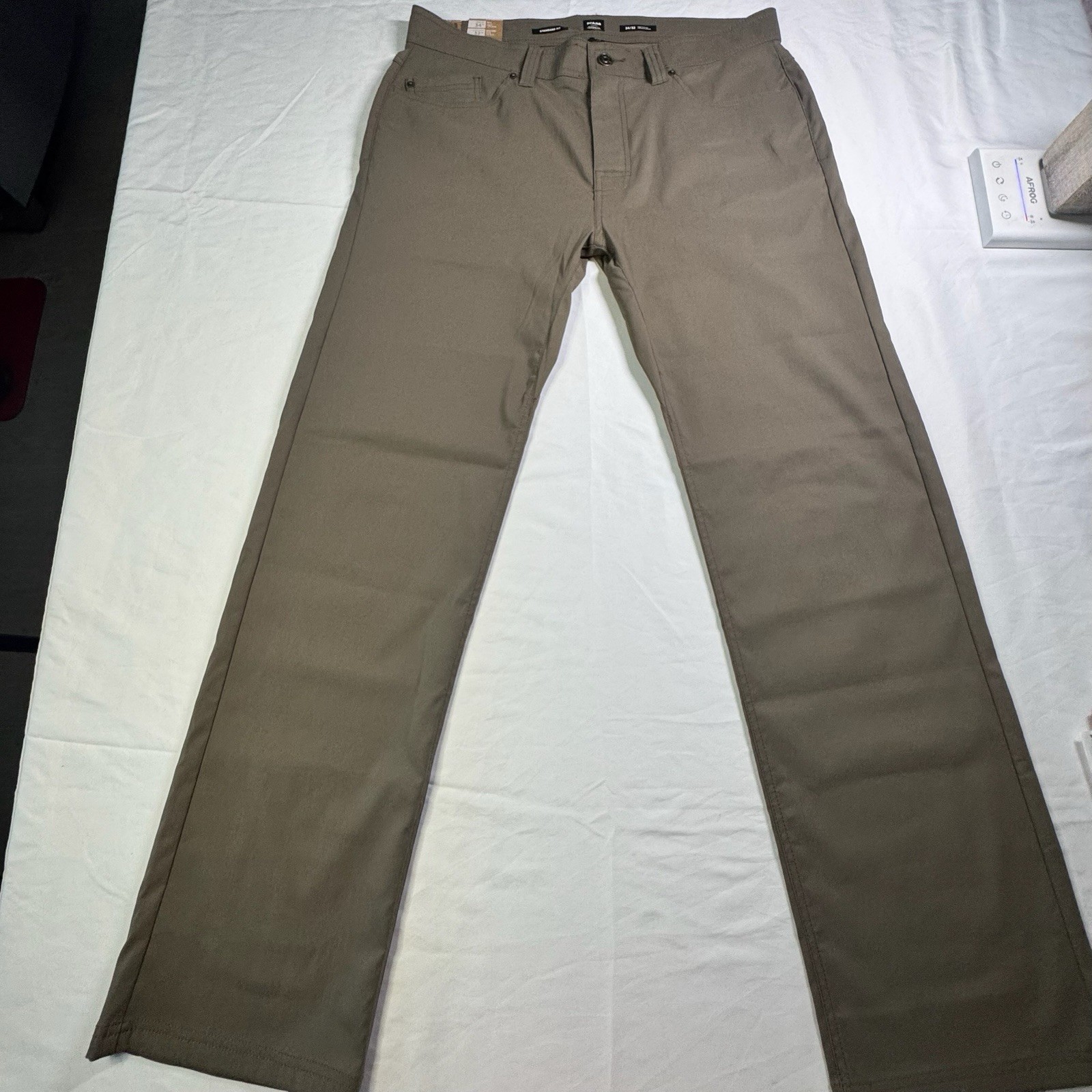 Prana Brion Pant Men’s 34 X 32 In Mud Straight Leg Stretch
