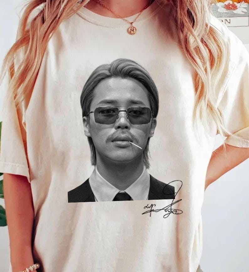 Jimin Vintage Mafia Style Black And White Portrait T shirt