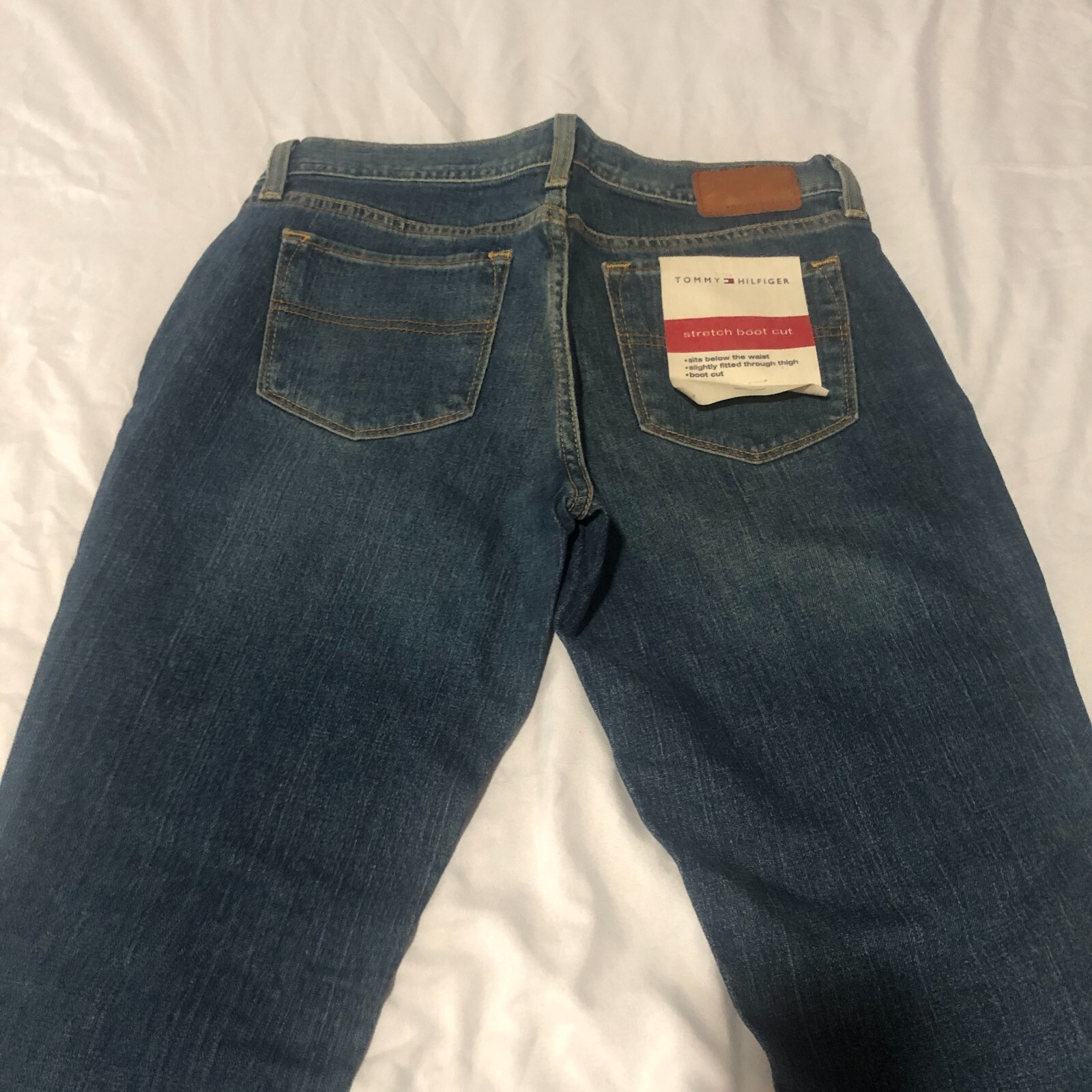 Tommy Hilfiger Stretch Boot Cut Jeans Med/Dark Wash Below Waist Boot Cut Sz 4R