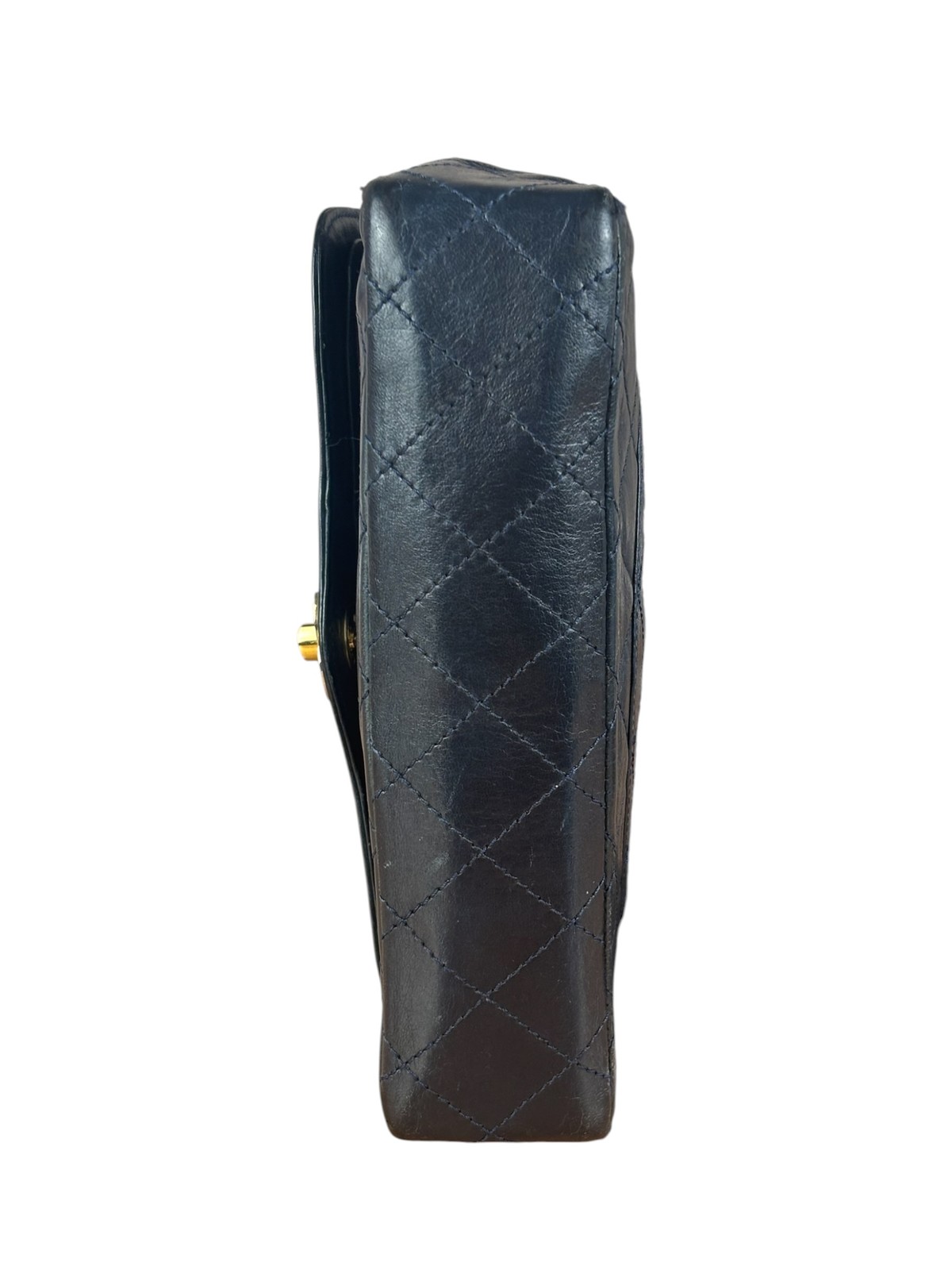 Size S – Chanel Dark Navy Quilted Leather Two-Toned CC Double Flap Bag ’86-’88 –