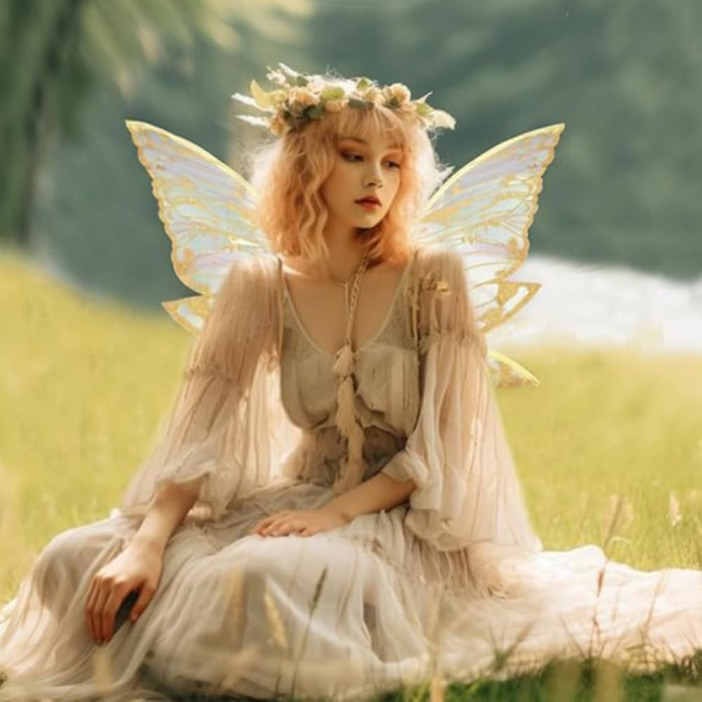 Adult Fairy Wings, Shiny Transparent Angel Wings, Halloween Costume Accessory