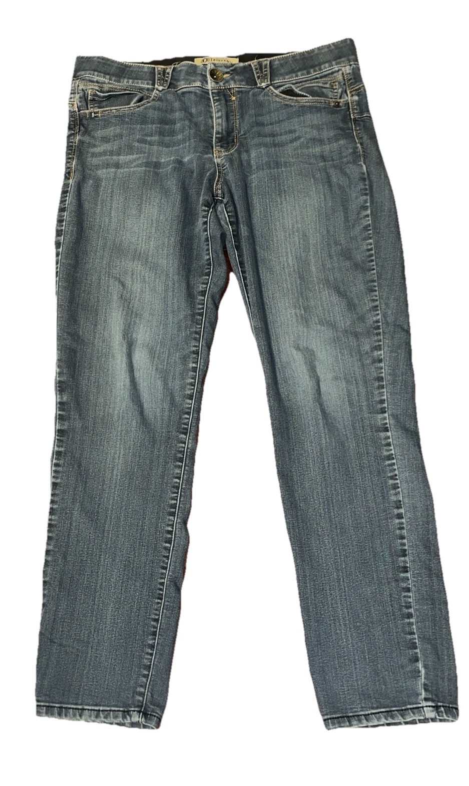 Democracy Womens Ab Technology Straight Jeans 12 Blue Med Wash Comfort Waist O2