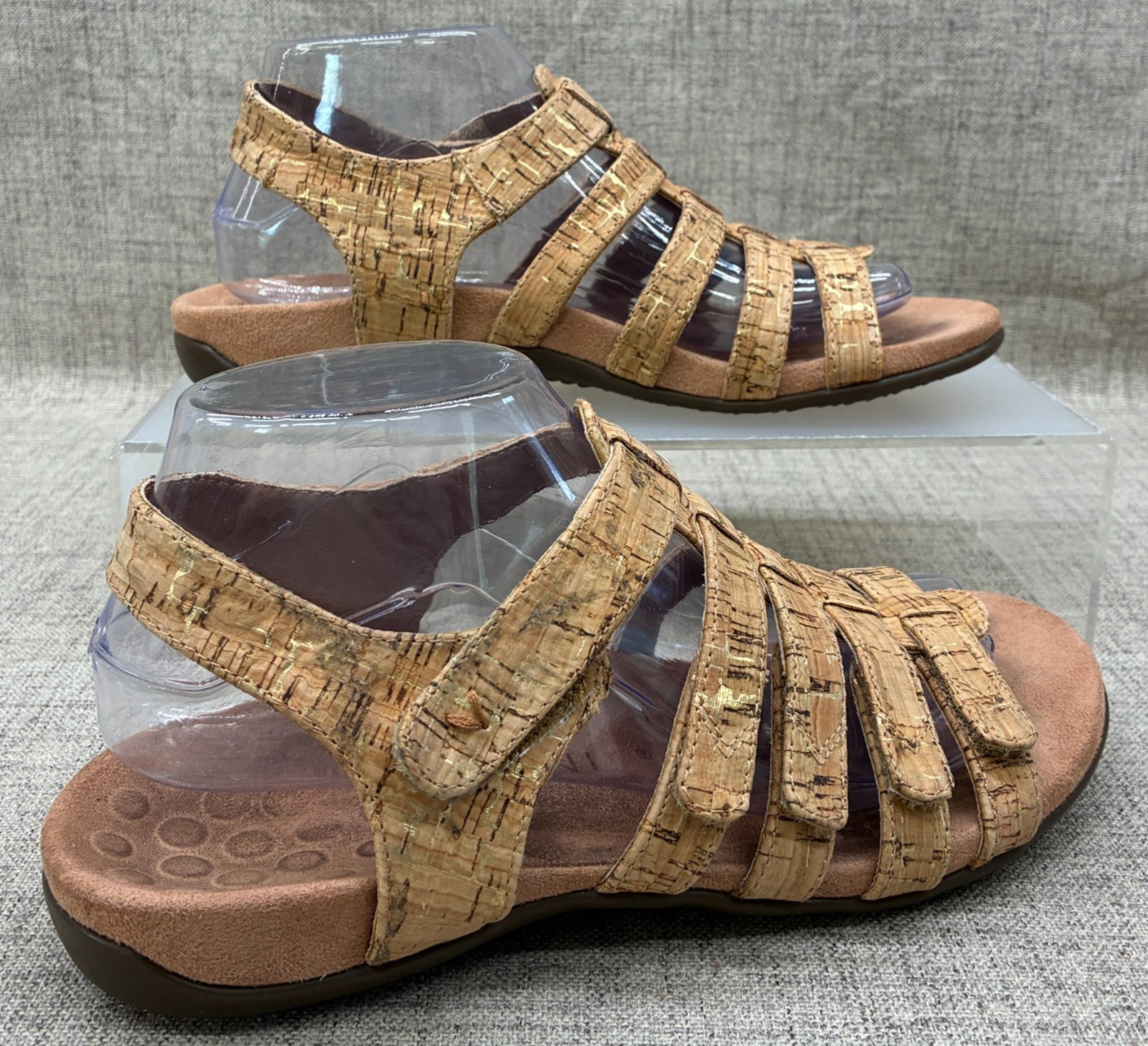 Vionic Harissa Cork Sandals Lt. Brown Tan Strappy Slingback Shoes Womens Size 8