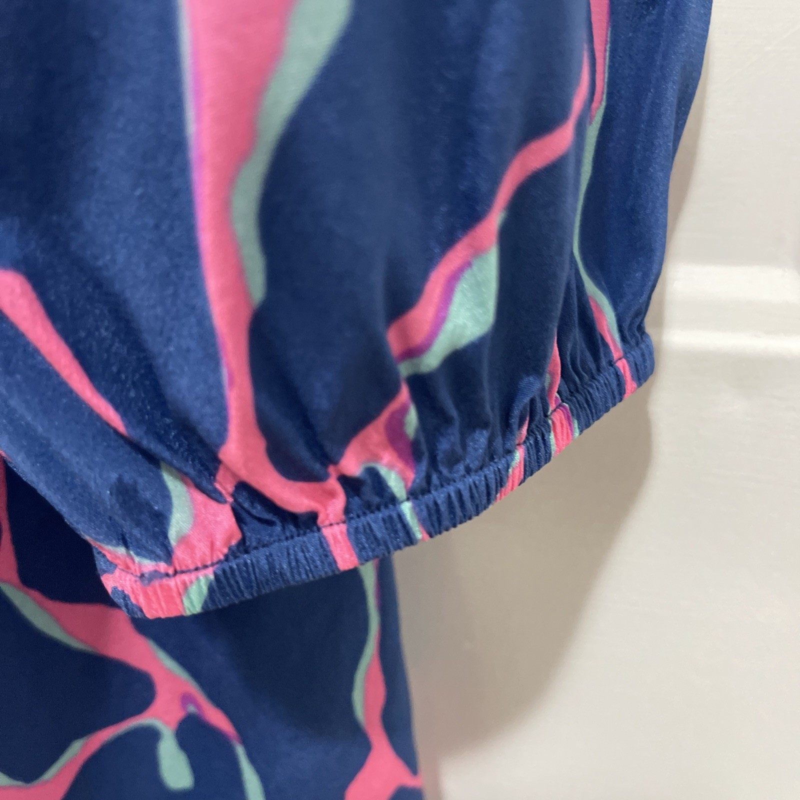 Lilly Pulitzer Broken Shaker Adura Silk Mini Dress Abstract Tiki Blue Pink Xl