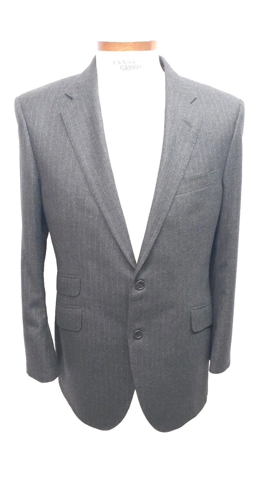 Coppley Suit 40 41 42 R 50/50 Wool Cashmere Flannel Gray Striped Dual Vents