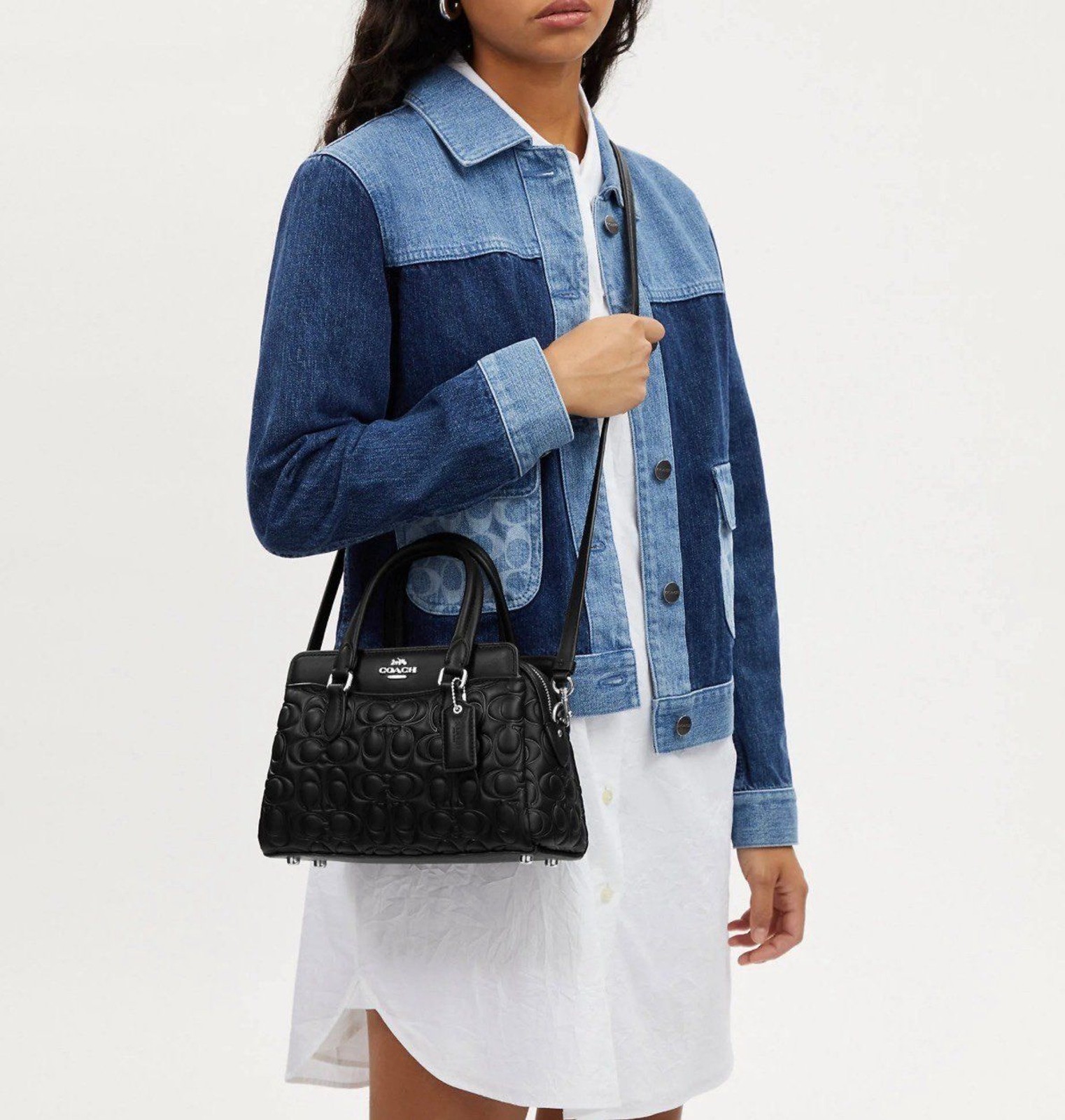 Coach Mini Darcie Carryall Bag br In Blocked Signature Canvas Black