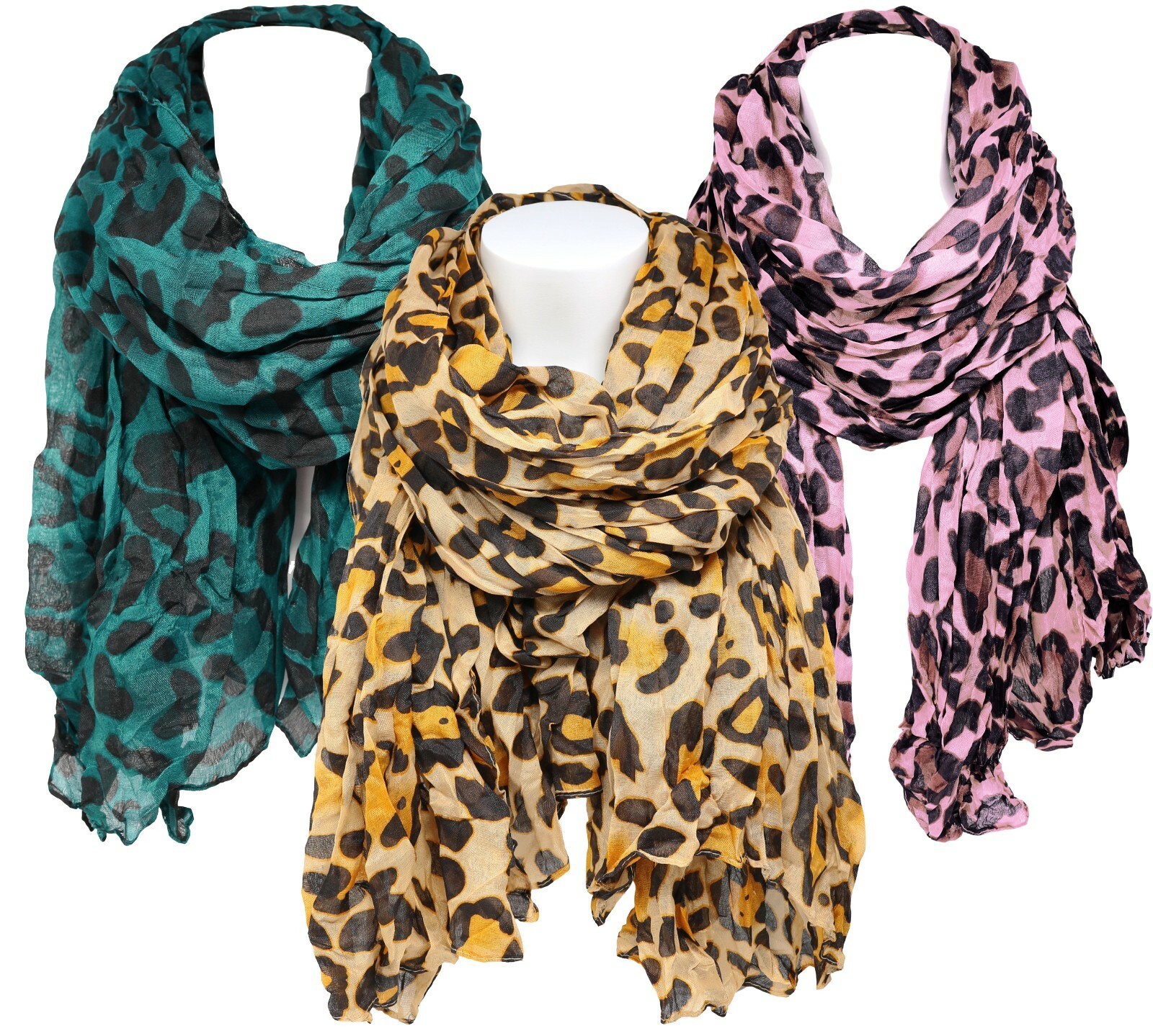 Classic Leopard Print Scarf Full Body Look Crinkle Scarf