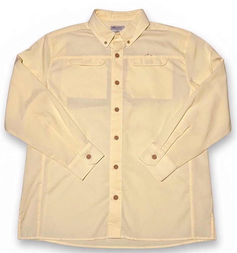 Mojo Sportswear Mens Large Yellow Fishing Shirt Long Sleeve Vented Button Up