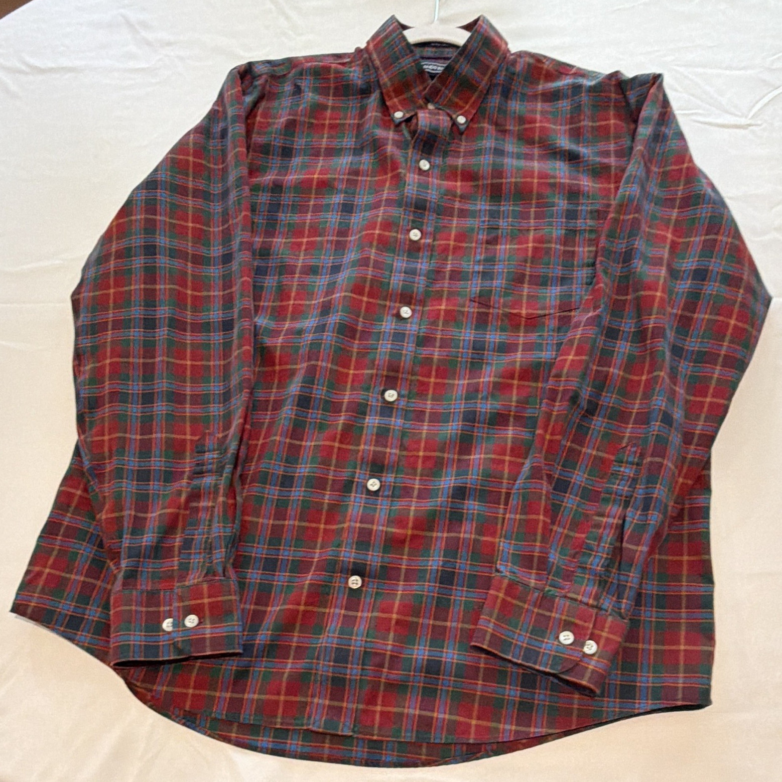 Lands’ End Men’s Plaid Non-Iron BD Dress Shirt L 16-16.5 32/33
