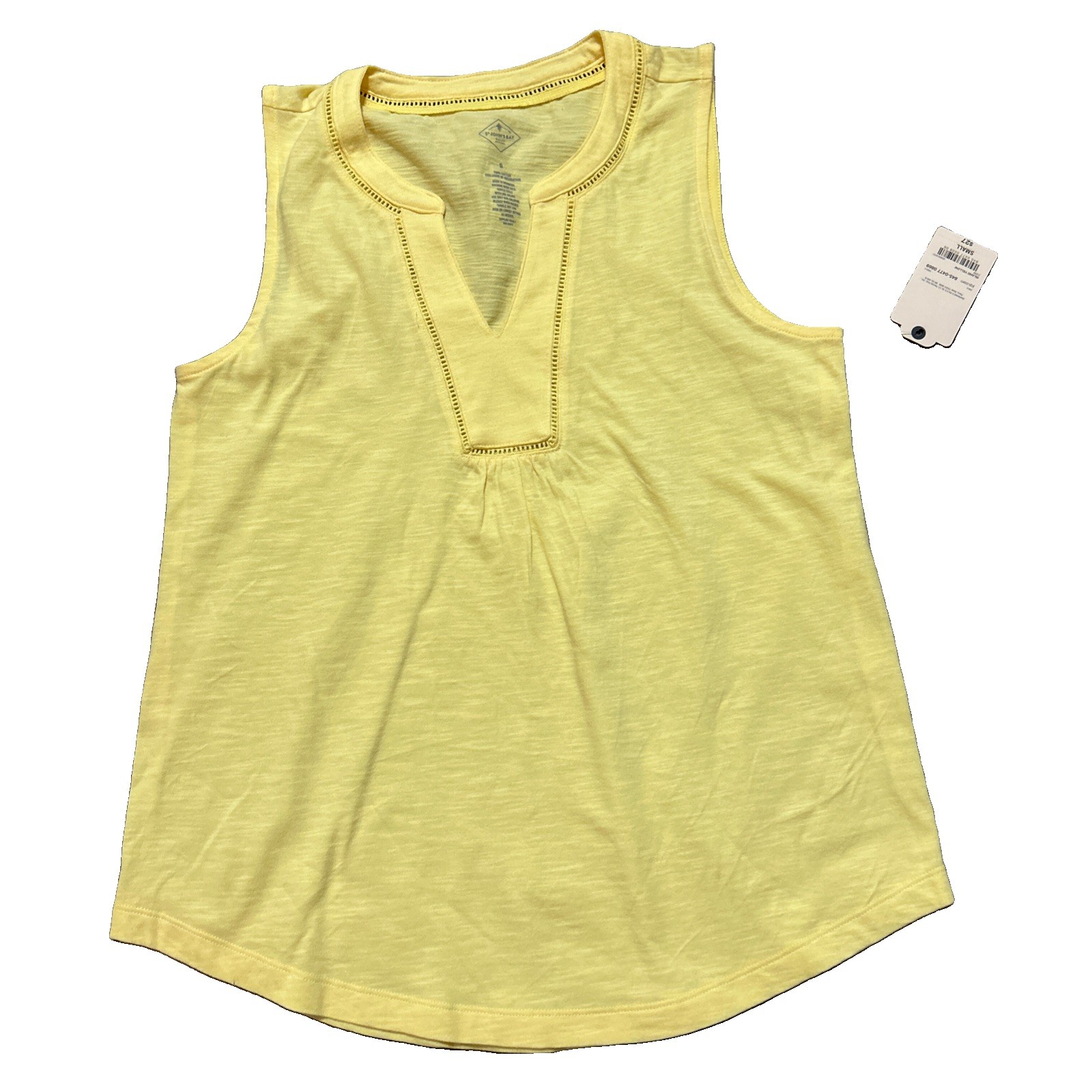 St John’s Bay Women’s Summer Blouse S Yellow Shirt Top JCP Sleeveless Summer