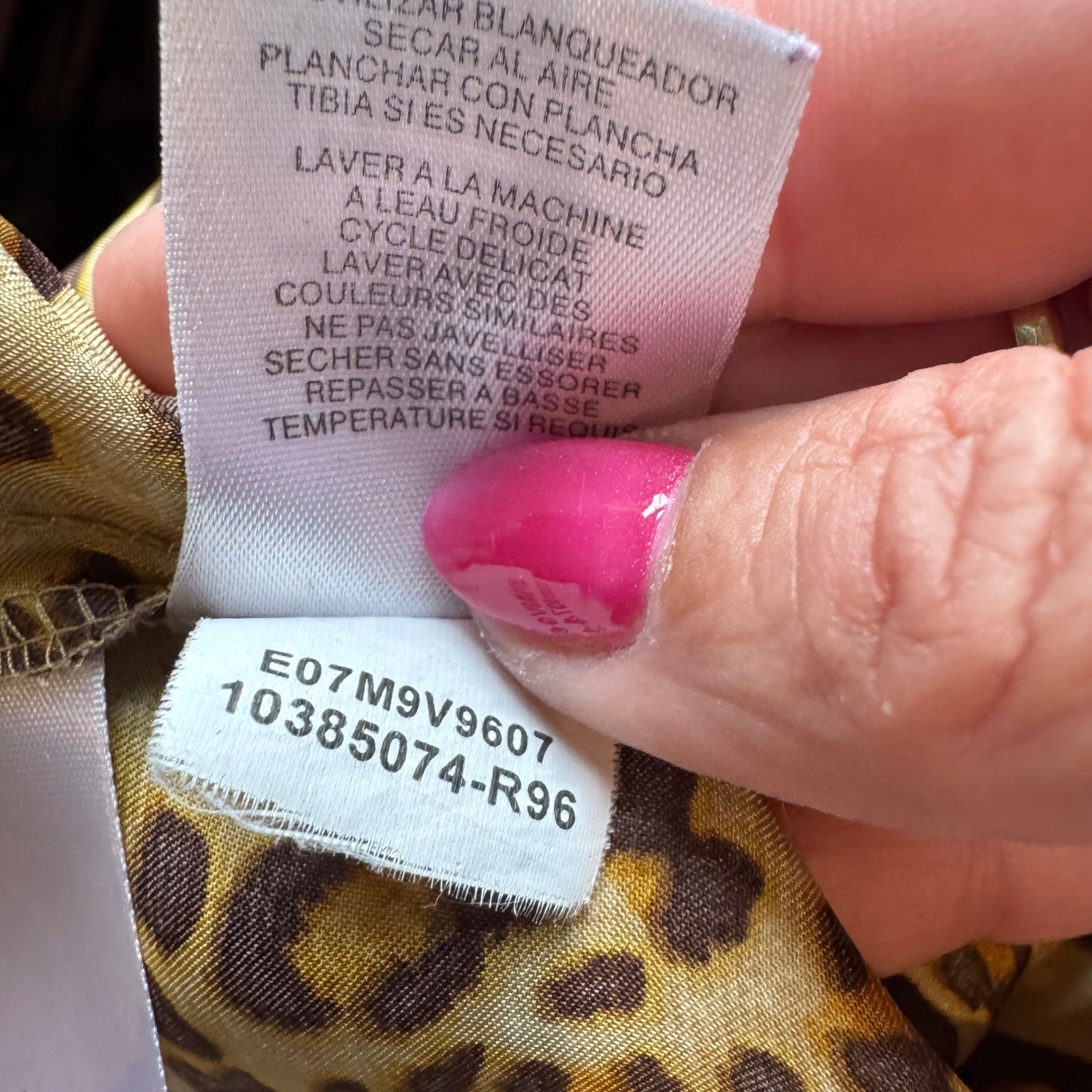 Jones New York Brown Leopard Print Blouse Split Neck Chic | Size Large