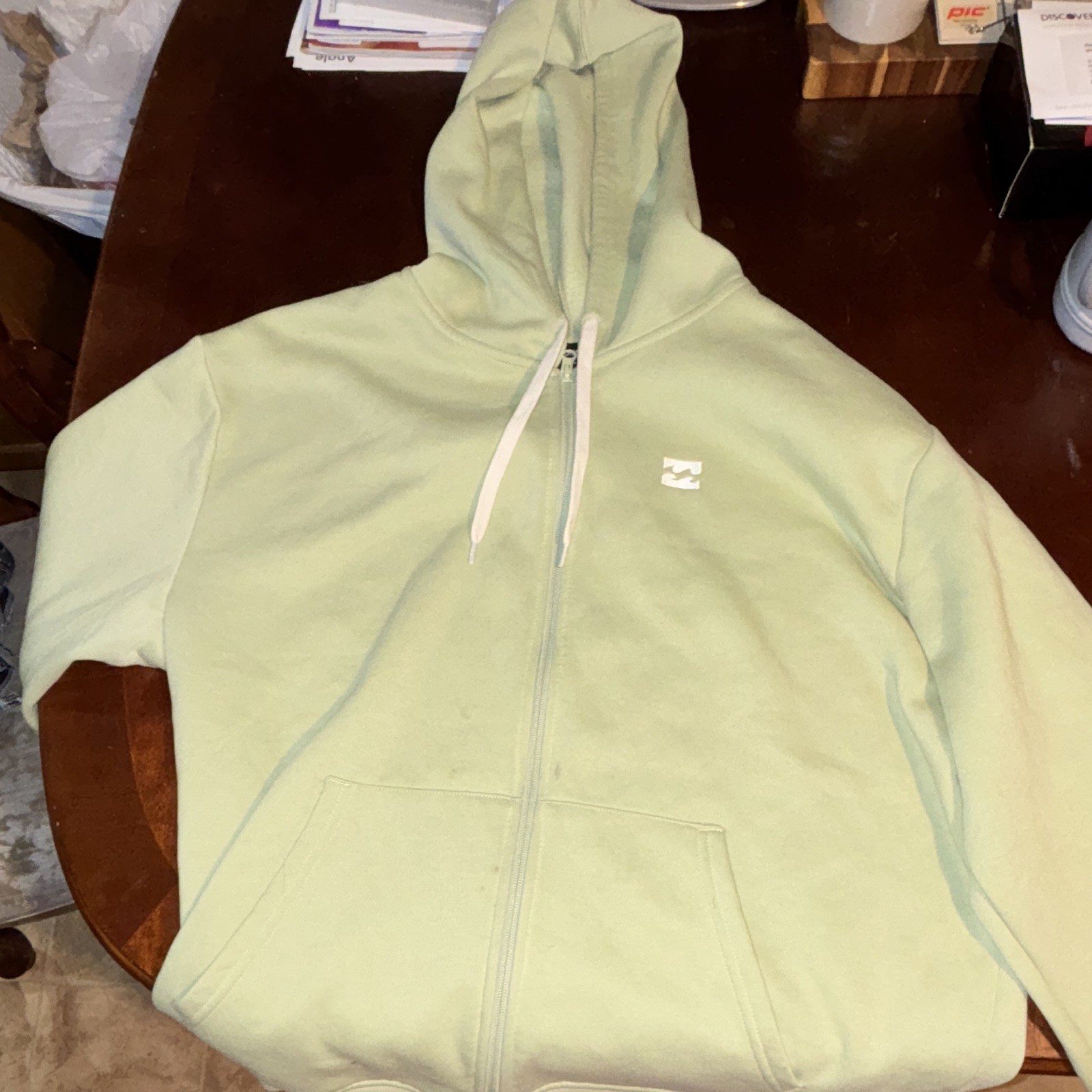 Billabong Men’s Green XL Full Zip Hooded Hoodie Sweatshirt Logo Pockets