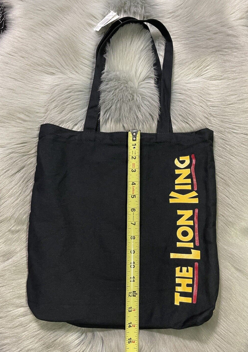 NOS Lion King Cotton Canvas Black Yellow Print Tote Bag 14”x13.5” New