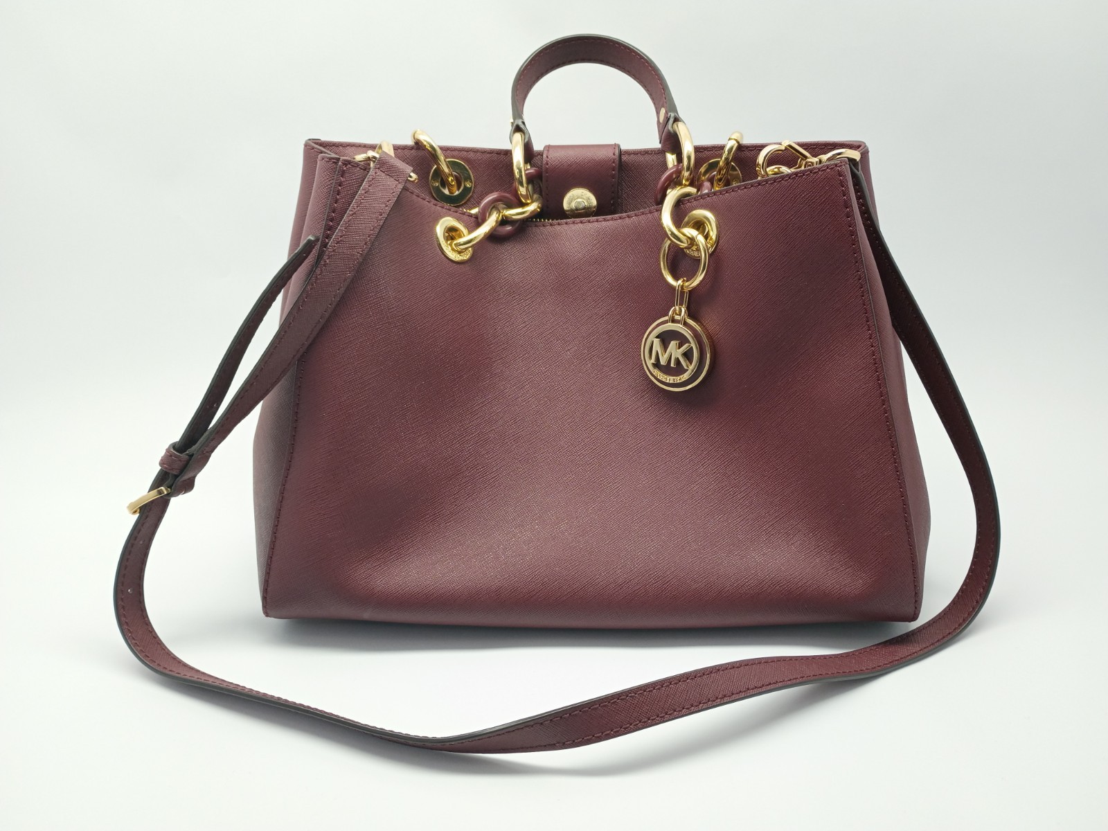 Authentic Michael Kors Cynthia Medium Burgundy Leather Tote