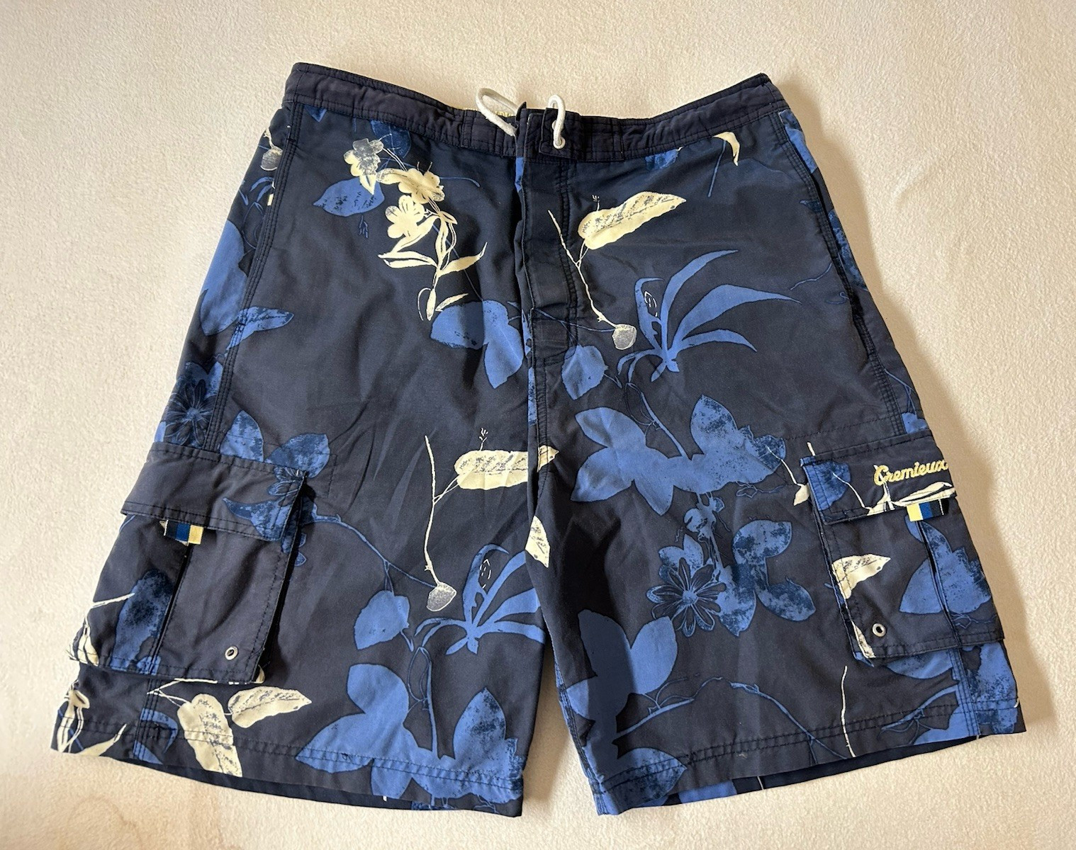 Daniel Cremieux Men’s Board Shorts Blue Floral Size 34 Drawstring Pockets
