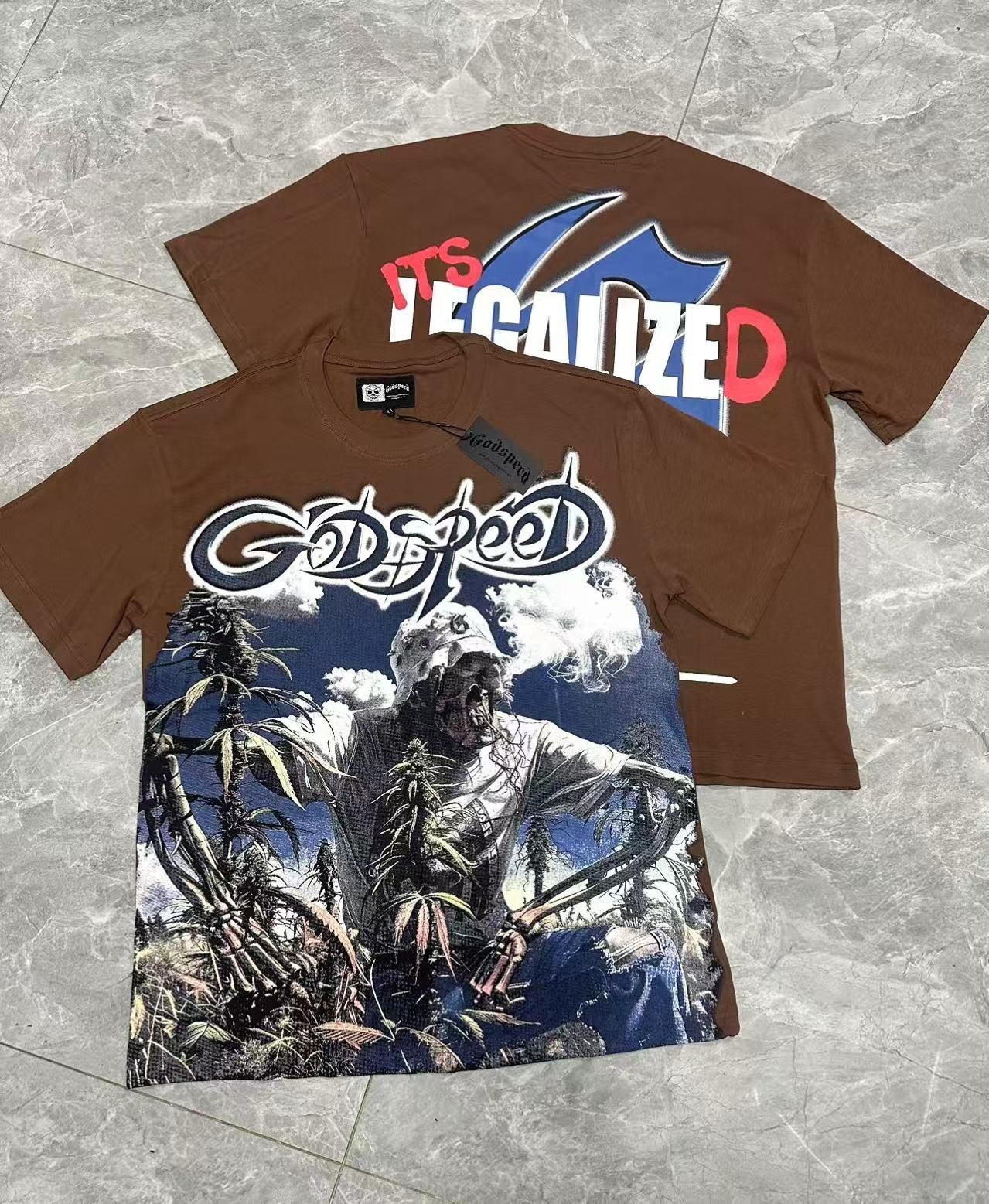 NEW Godspeed Skeleton Farmer in the Field printing Tee Mens Cotton T-shirt