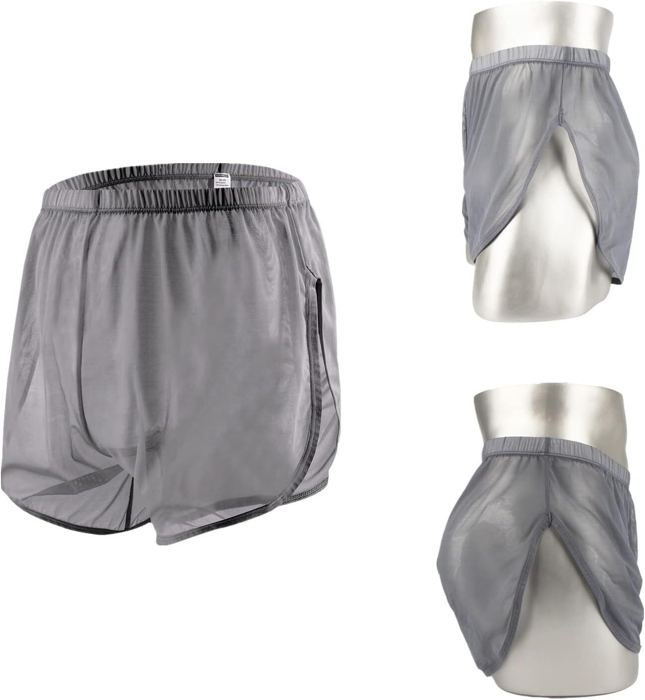 Men’s Boxer Shorts Loose Split Side Mesh See-Through Breathable Underwear Boxers